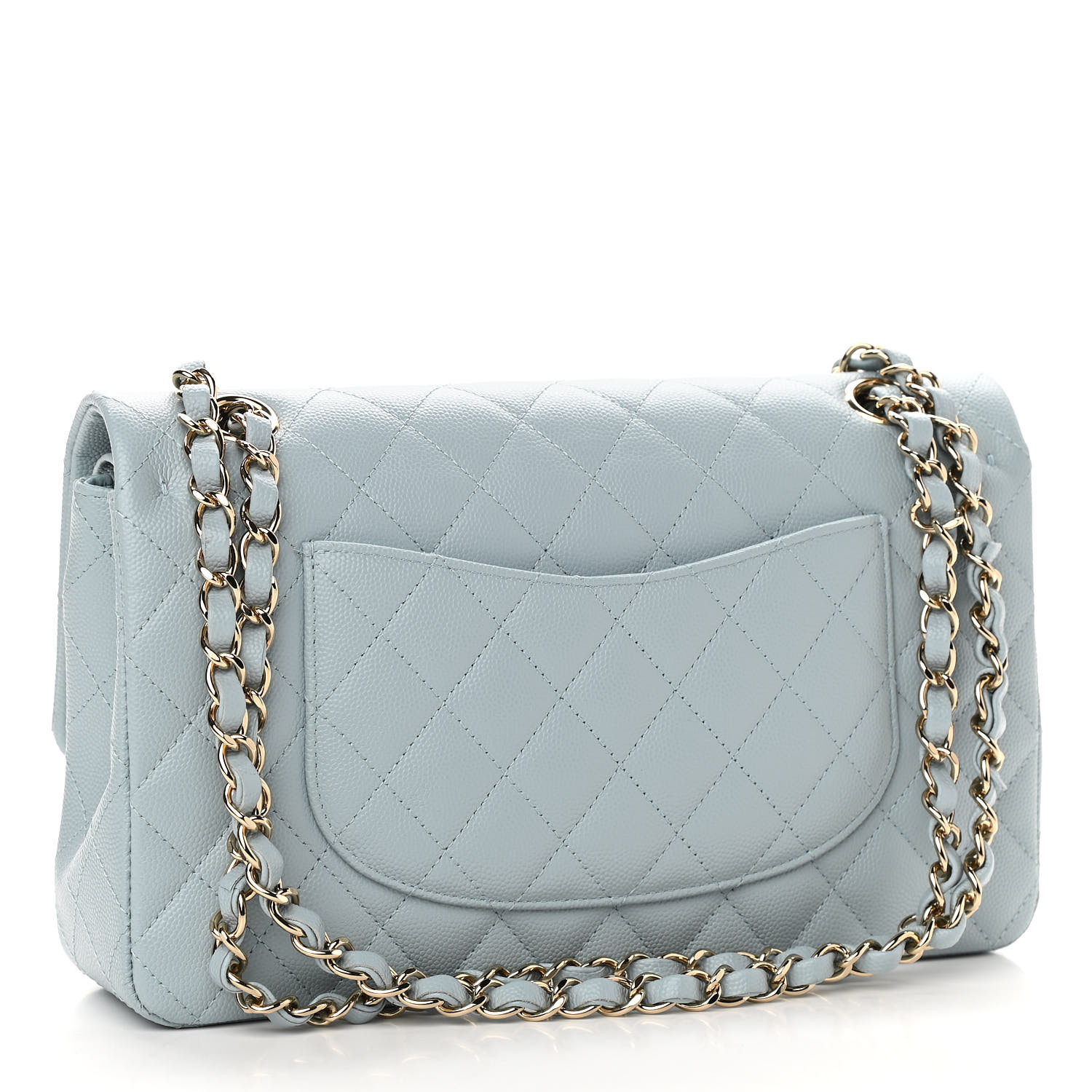 NMCaviar Quilted Medium Double Flap Light Blue