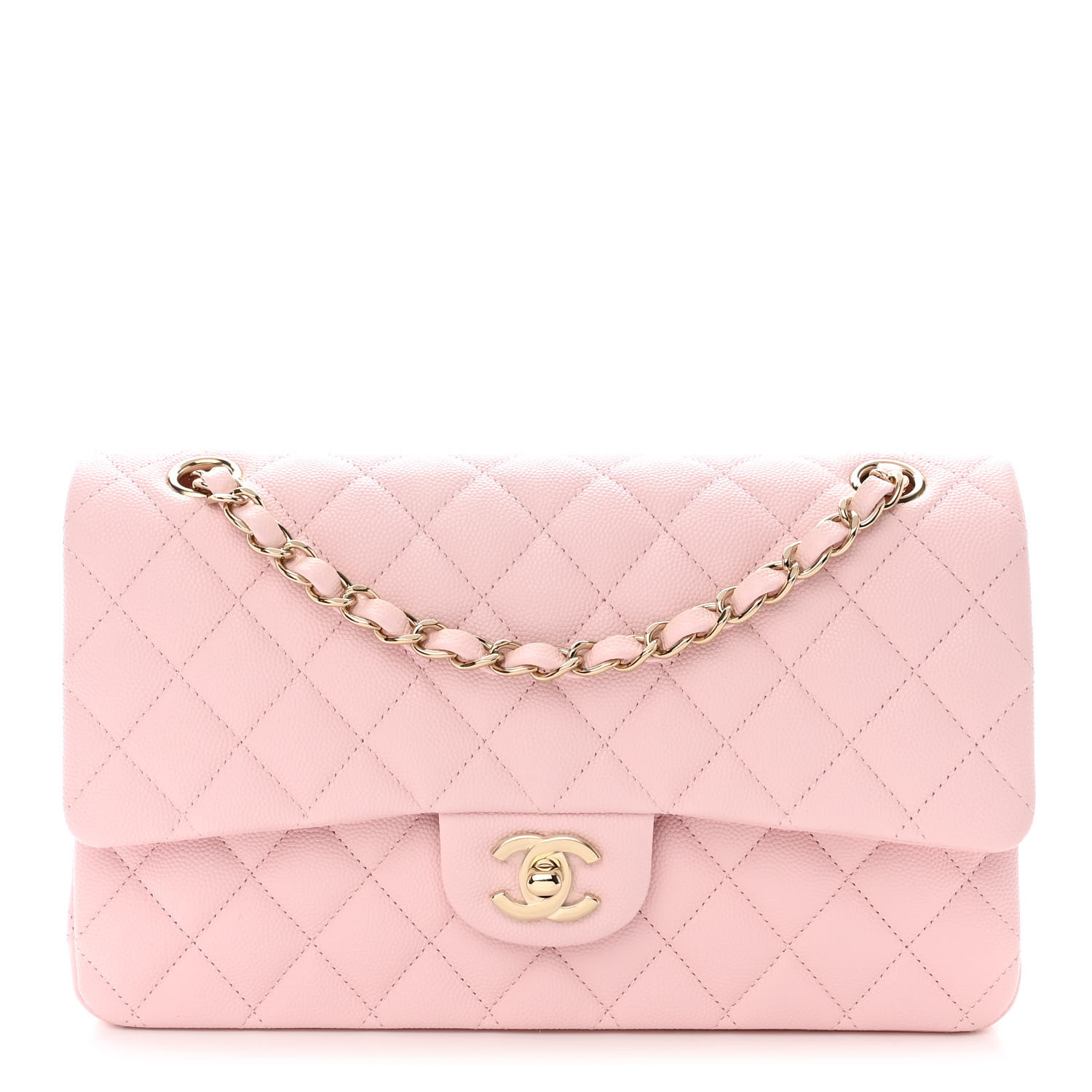 NMCaviar Quilted Medium Double Flap Light Pink