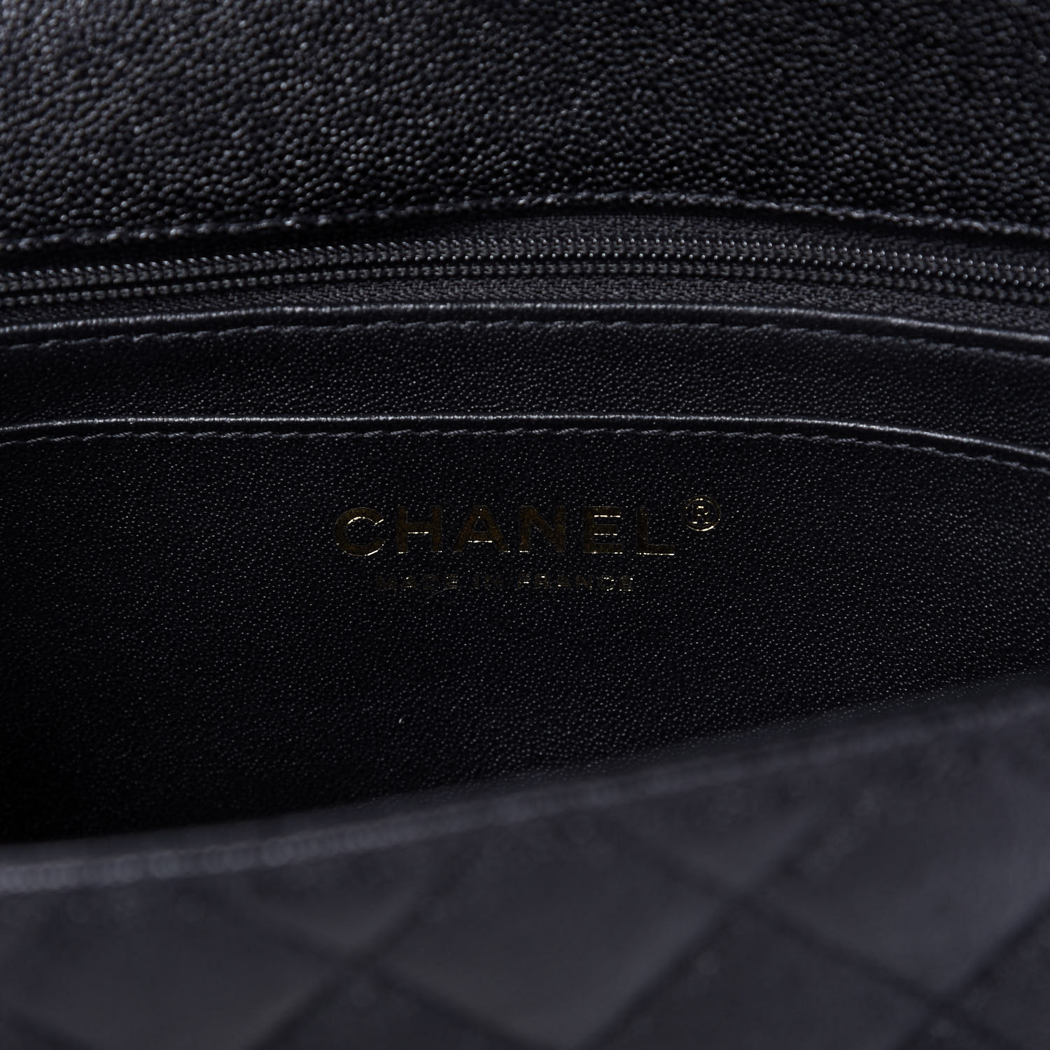 NMCaviar Quilted Mini Top Handle Rectangular Flap Black