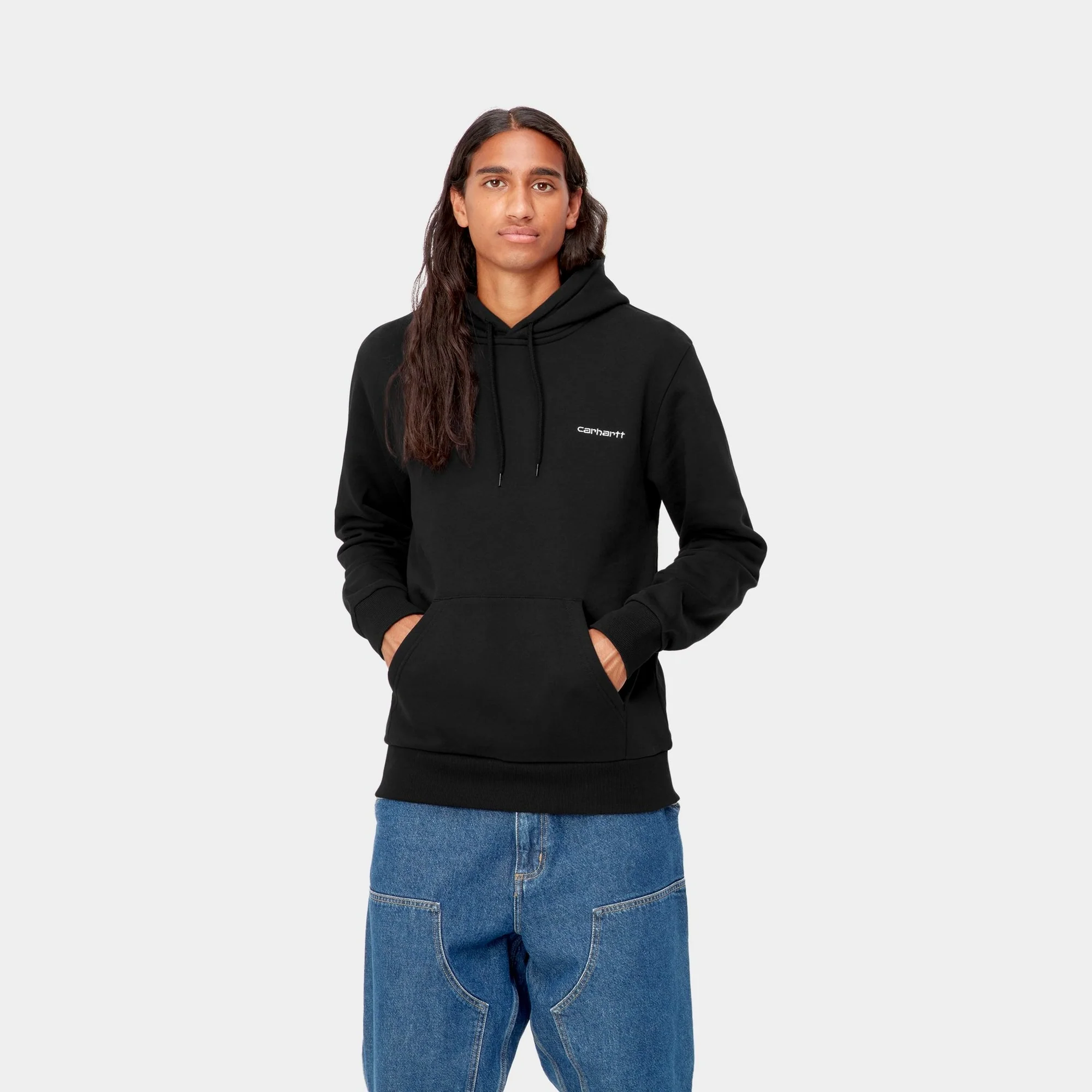 NMHooded Script Embroidery Sweatshirt | Black / White