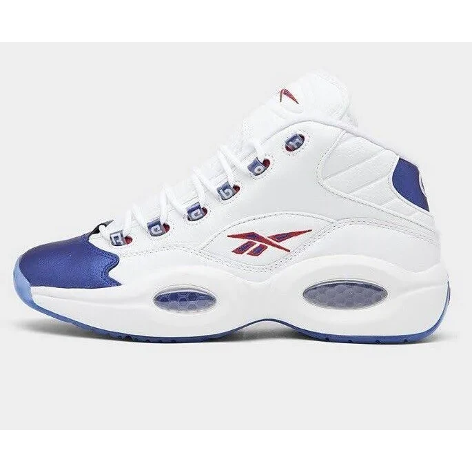 NMReebok Men's Question Mid Basketball Shoes - White / Blue