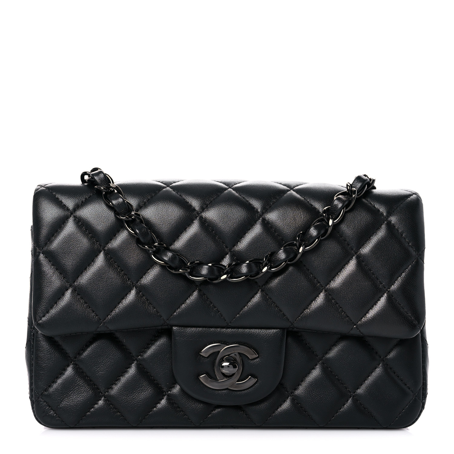 NMLambskin Quilted Mini Rectangular Flap So Black