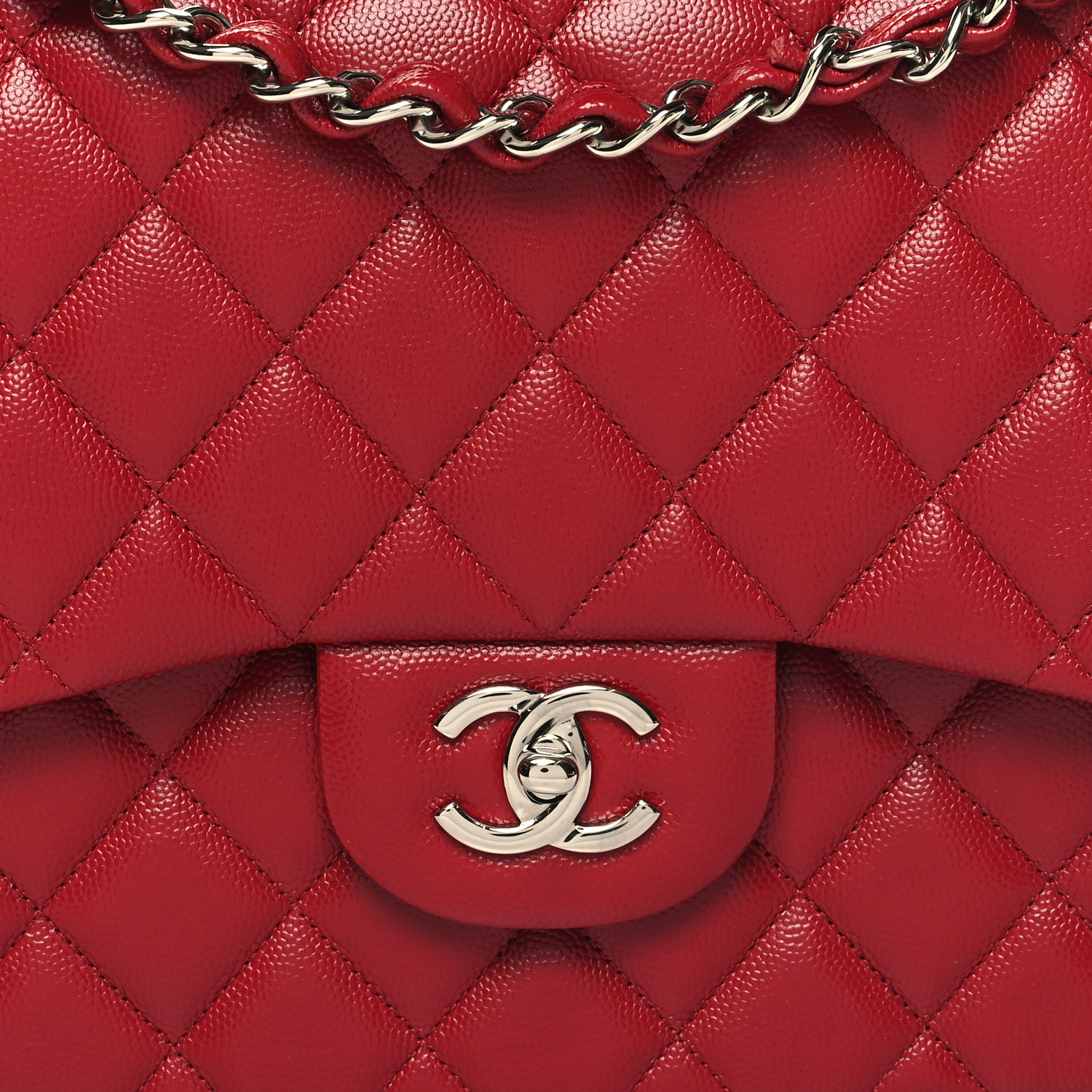 NMCaviar Quilted Jumbo Double Flap Red