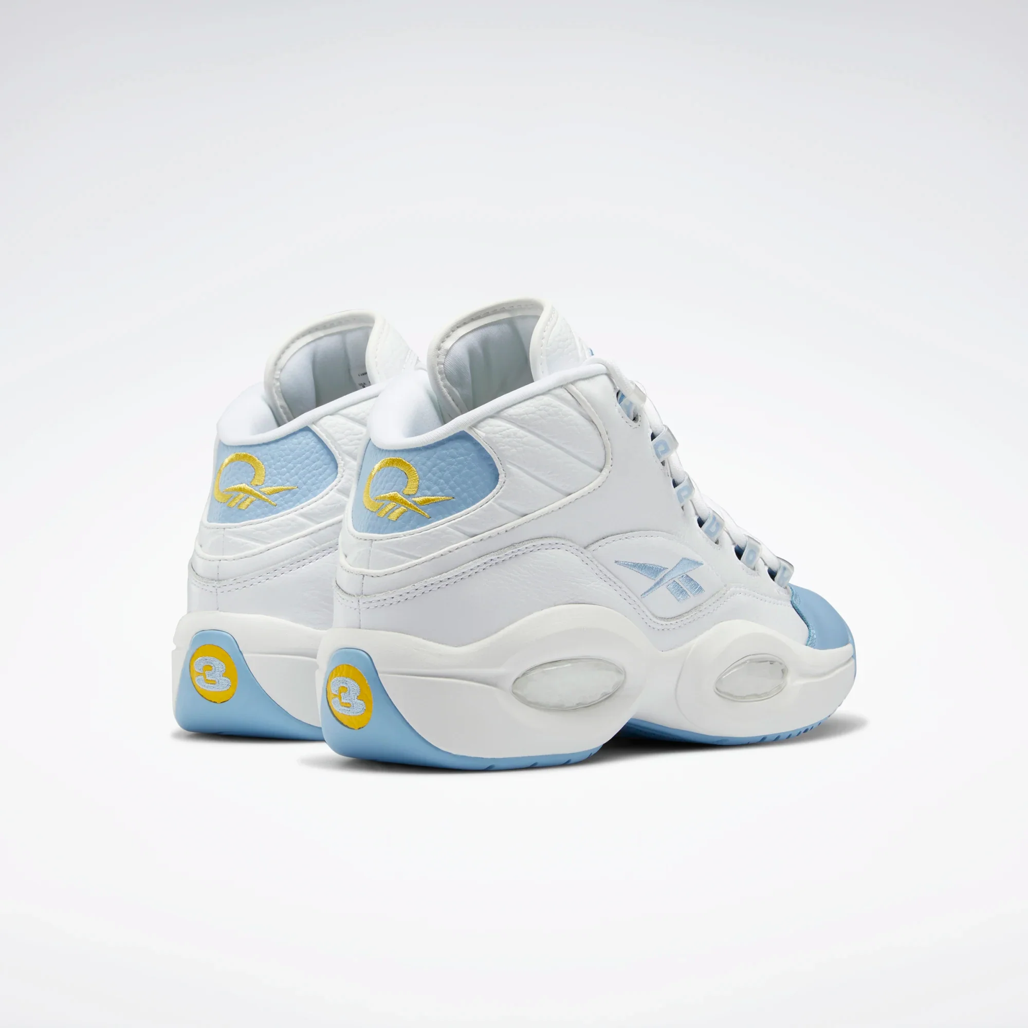 NMReebok Men's Question Mid Basketball Shoes - Ftwr White / Fluid Blue / Toxic Yellow