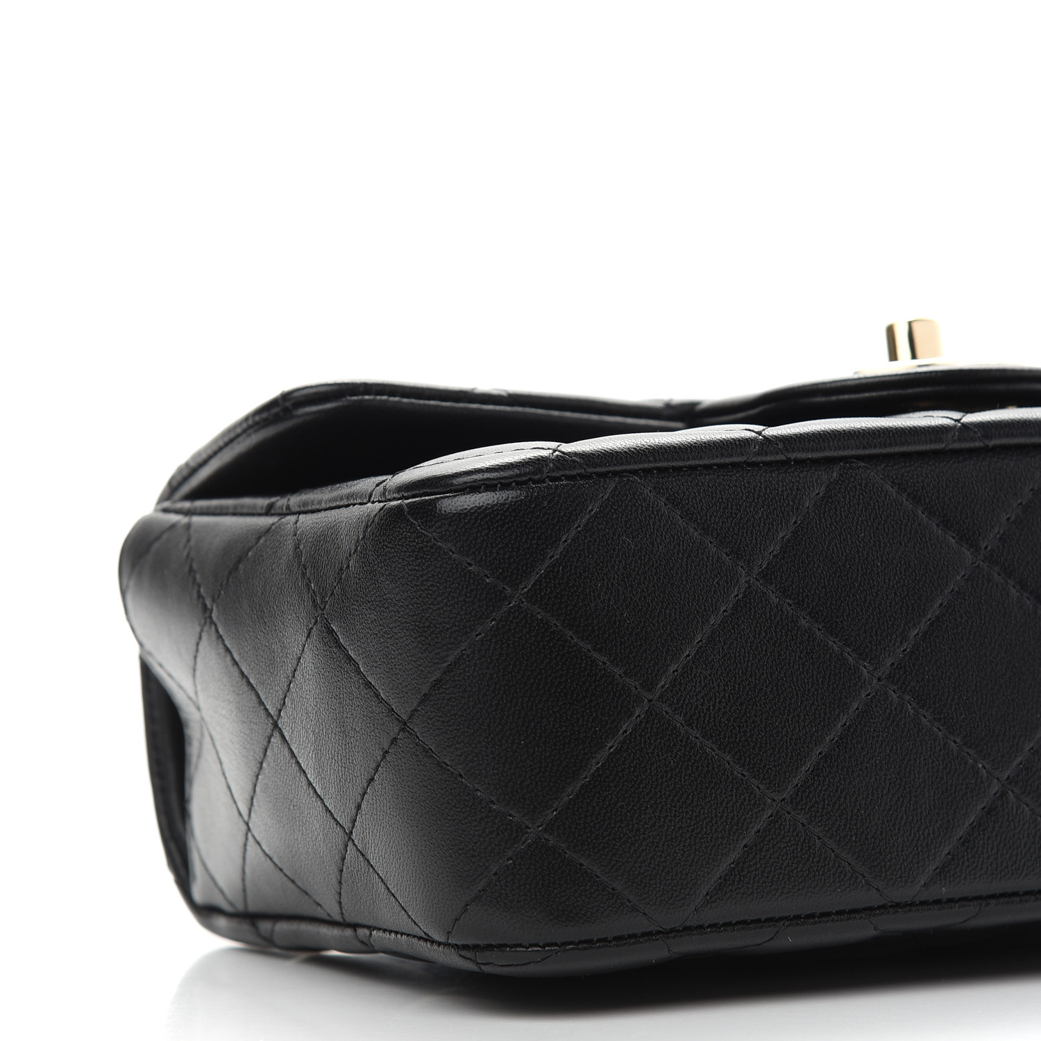 NMLambskin Quilted Mini Top Handle Rectangular Flap Black