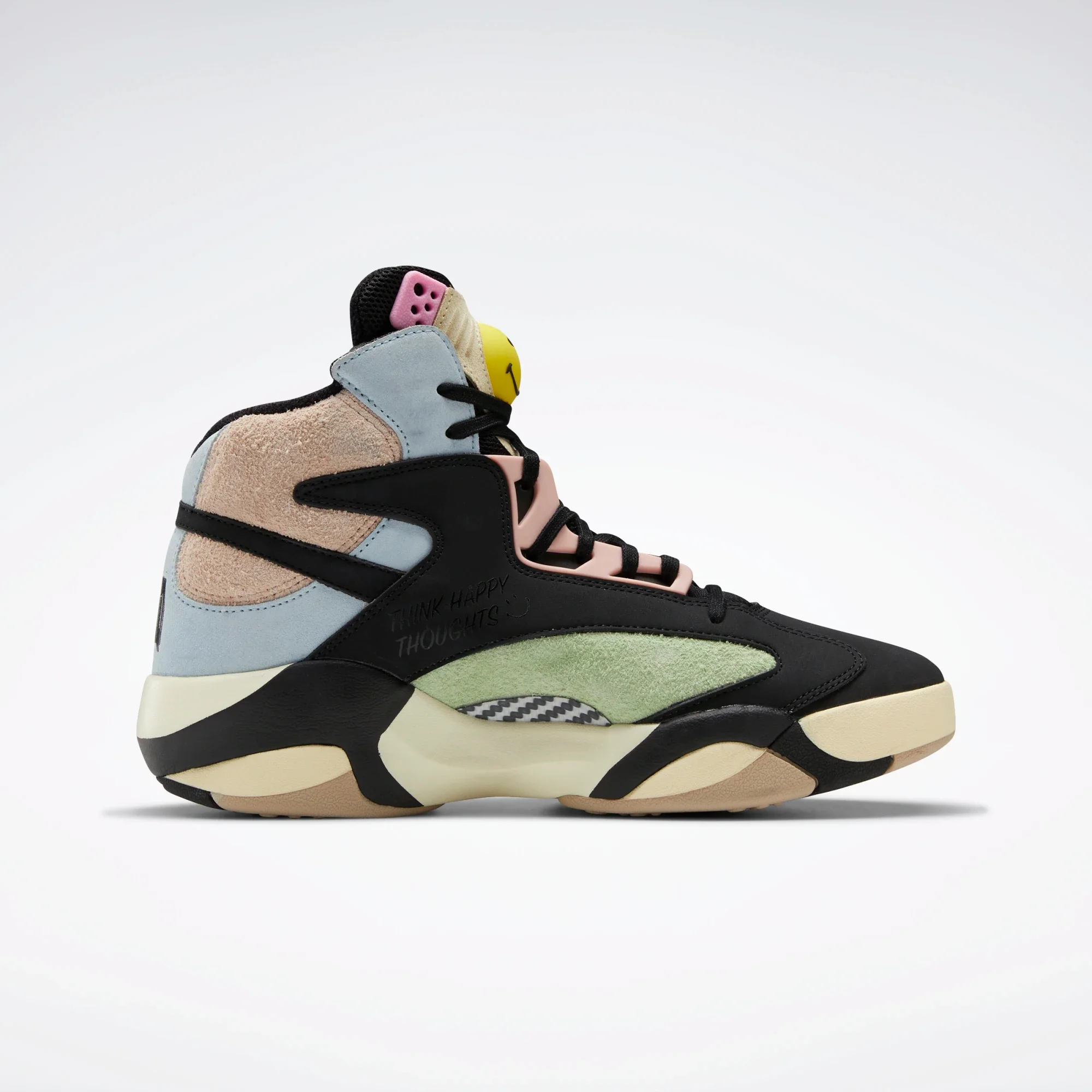 NMReebok Men's Smiley Shaq Attaq Shoes - Core Black / Dreamy Blue / Stinger Yellow