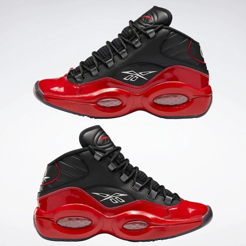 NMReebok Men's Question Mid Basketball Shoes - Black / Vector Red