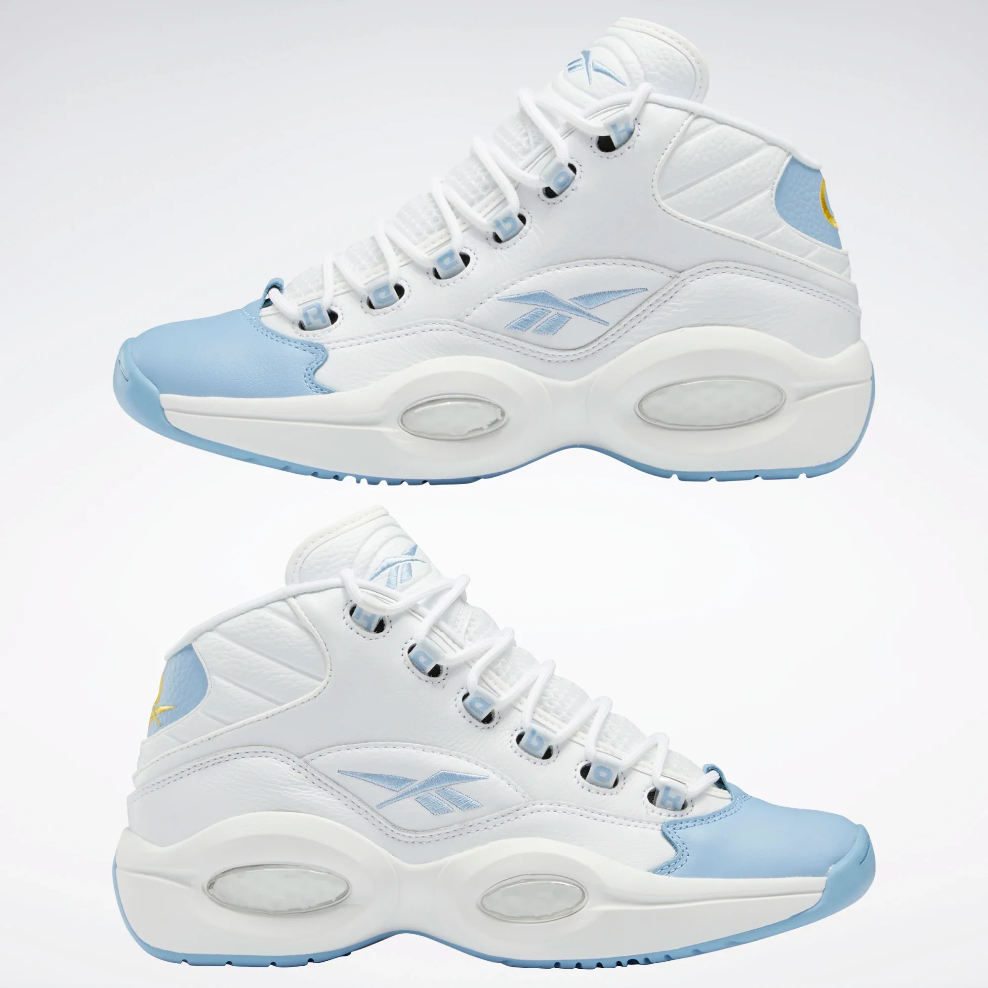 NMReebok Men's Question Mid Basketball Shoes - Ftwr White / Fluid Blue / Toxic Yellow