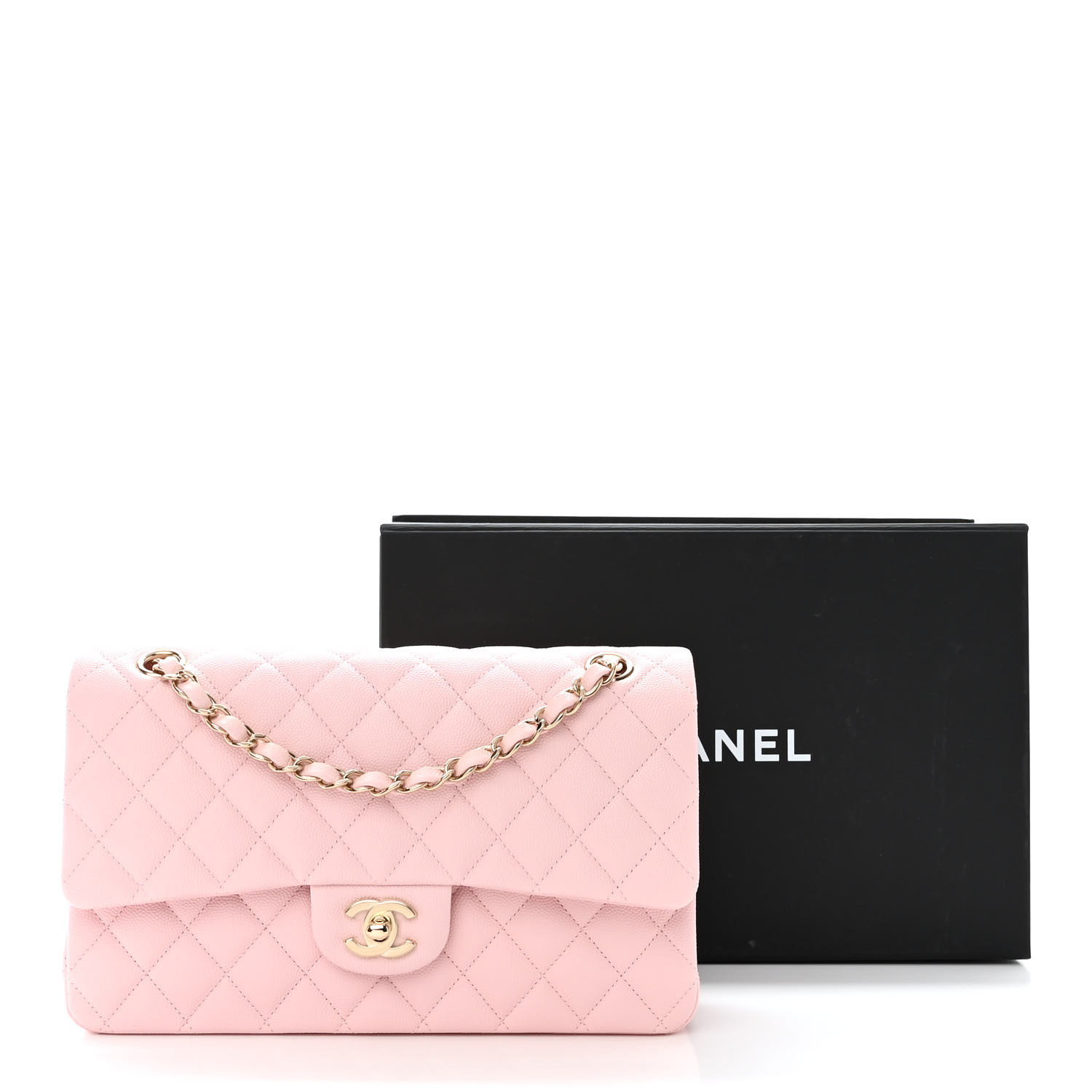 NMCaviar Quilted Medium Double Flap Light Pink