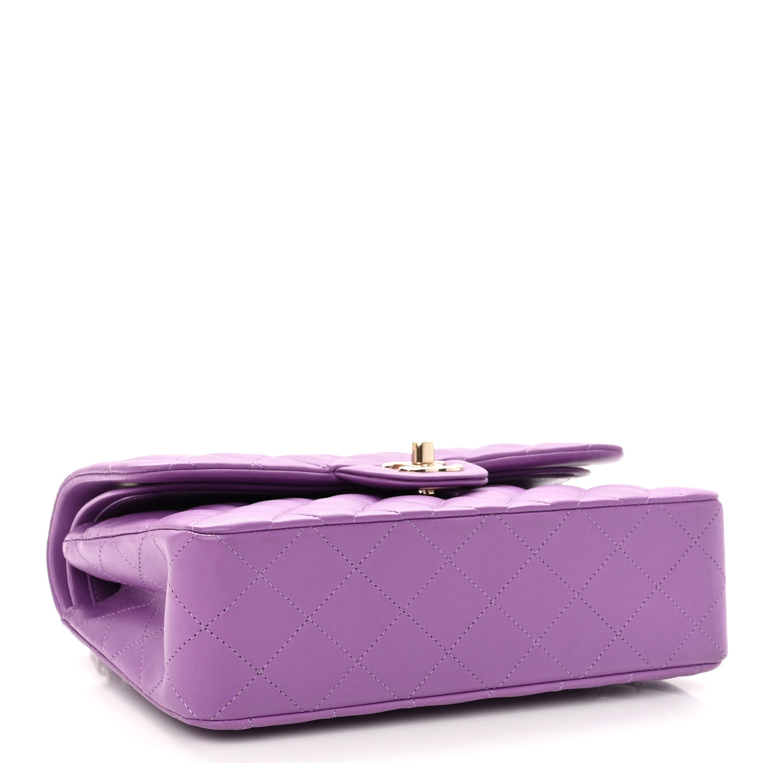 NMLambskin Quilted Small Double Flap Purple