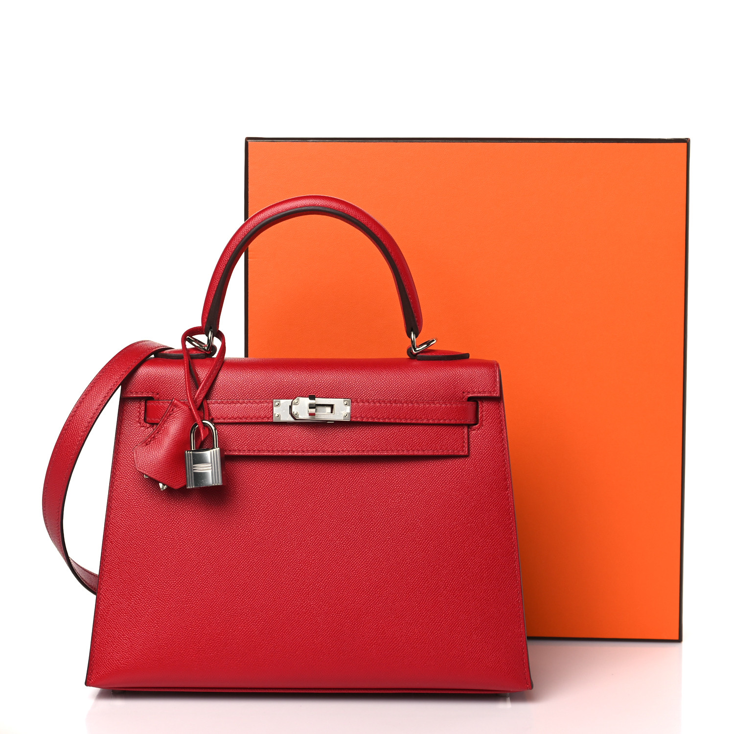 NMMadame Calfskin Verso Kelly Sellier 25 Rouge Piment Rose Shocking