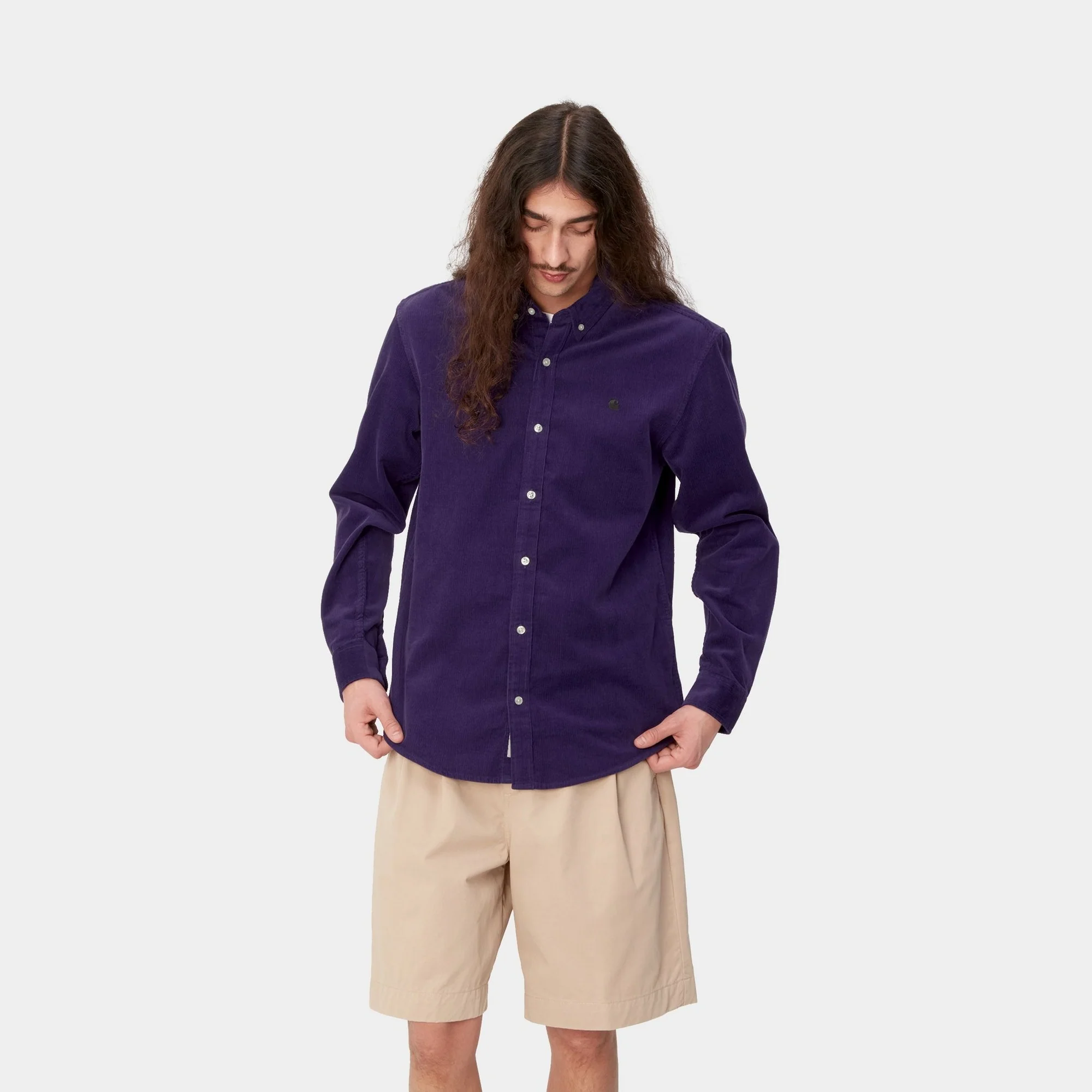 NMMadison Fine Cord Shirt | Tyrian / Black