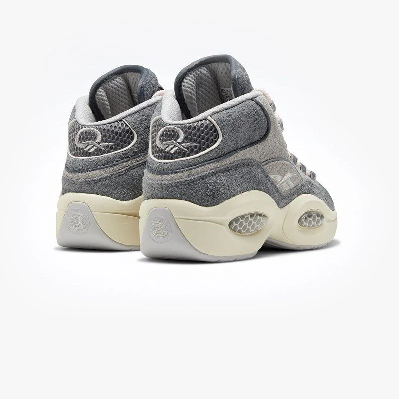 NMReebok Men's Question Mid Suede Shoes - Grey / Steel / Chalk White