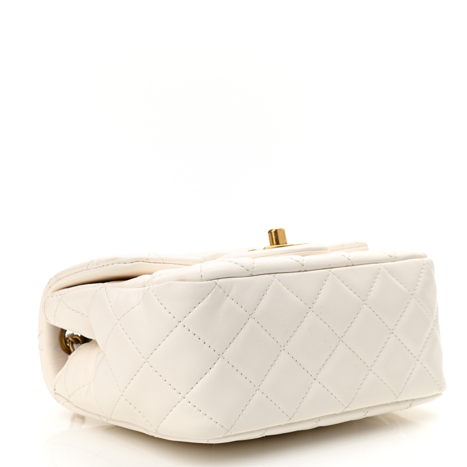 NMLambskin Quilted CC Pearl Crush Mini Flap White