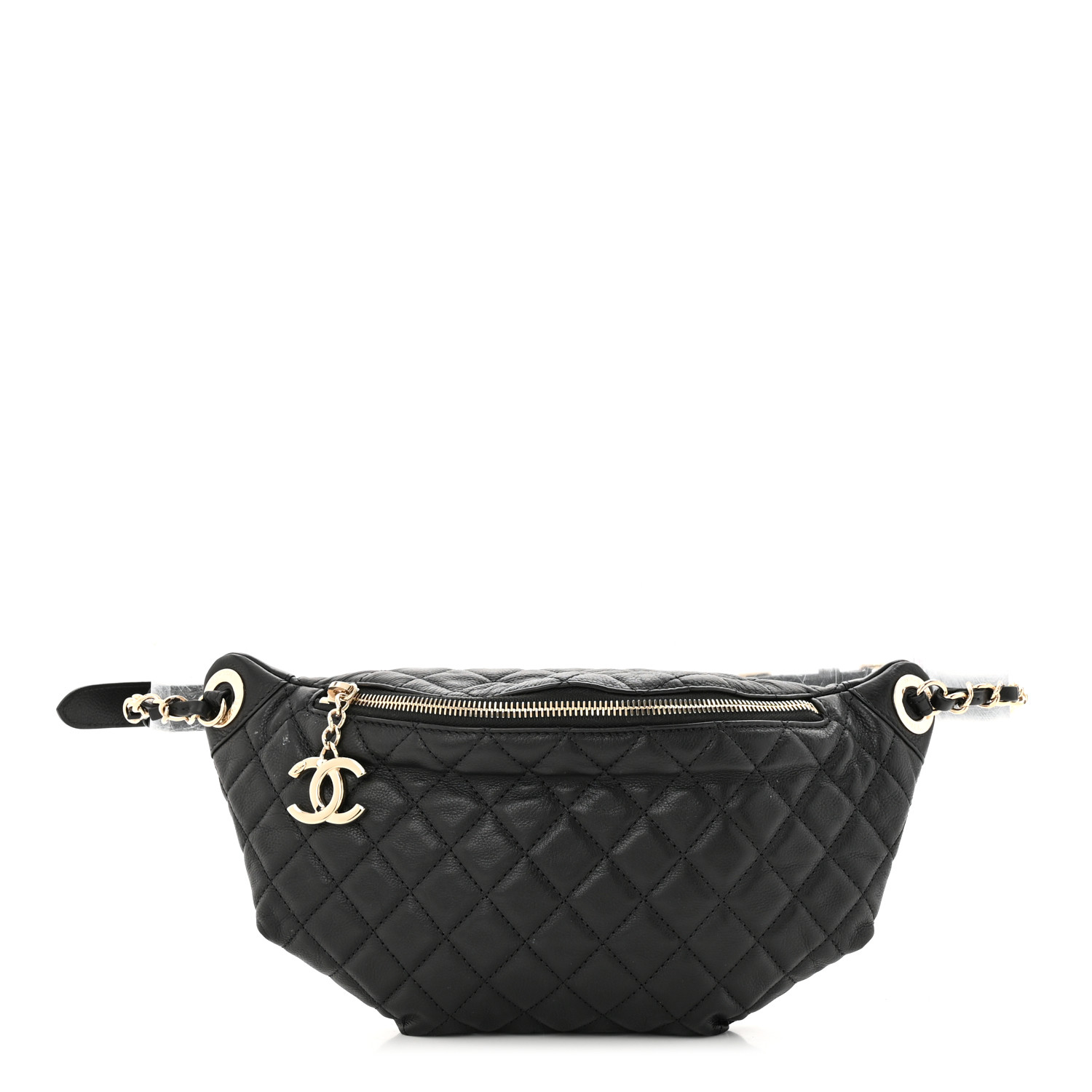 NMCalfskin Quilted Banane Waist Bag Fanny Pack Black