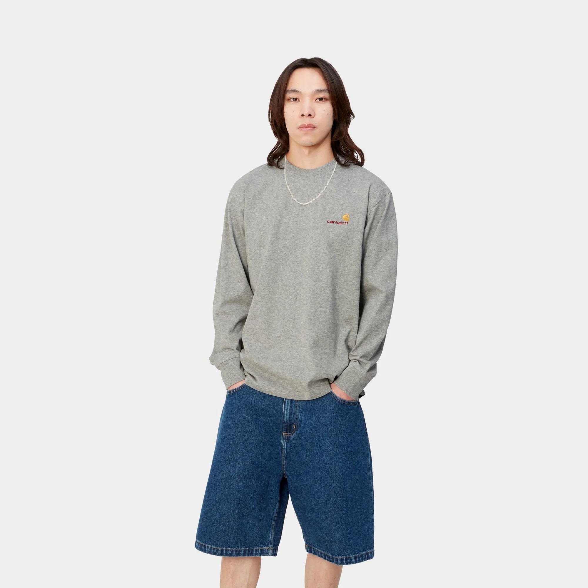 NMAmerican Script Long Sleeve T-Shirt | Grey Heather