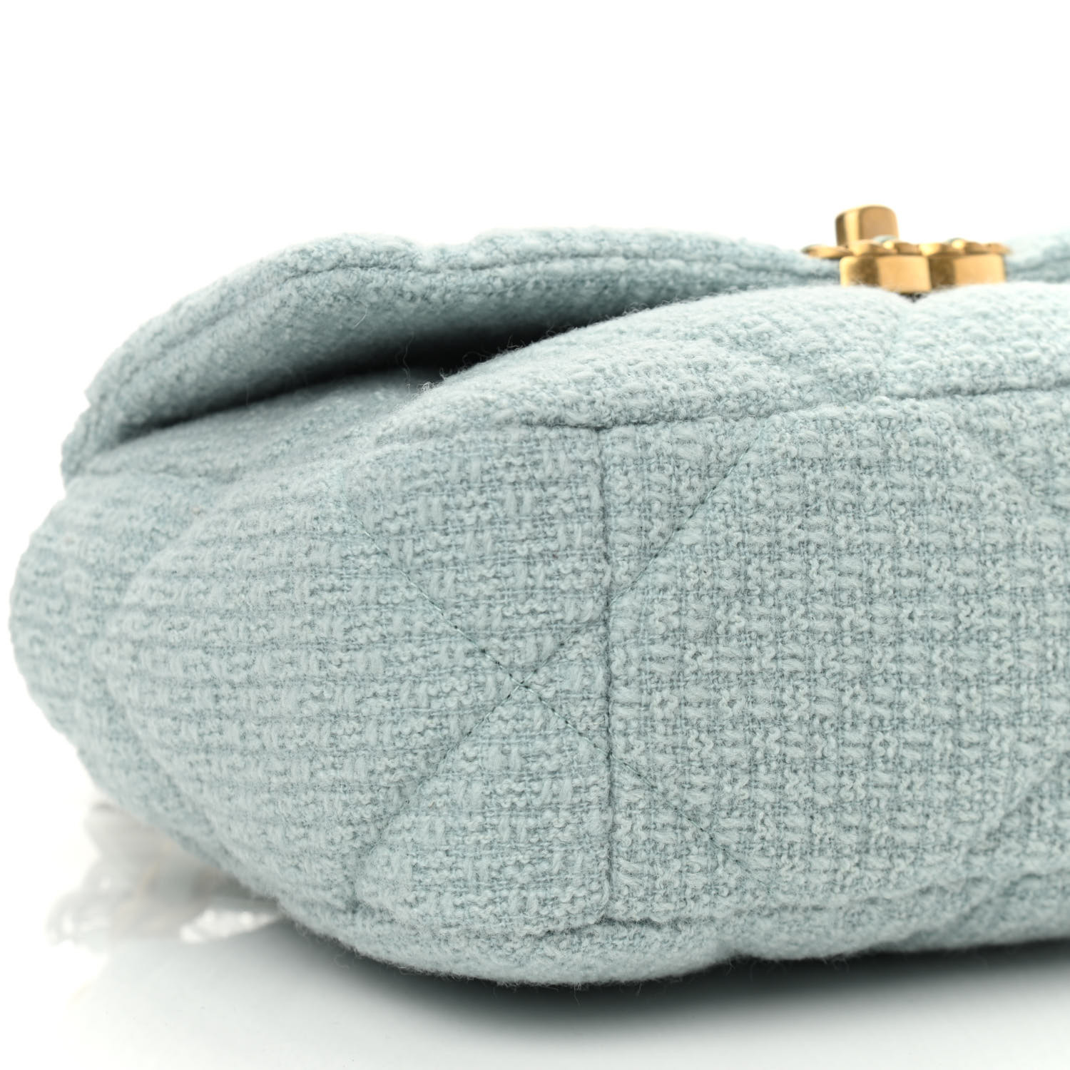 NMTweed Mixed Fibers Quilted Medium Chanel 19 Flap Light Green