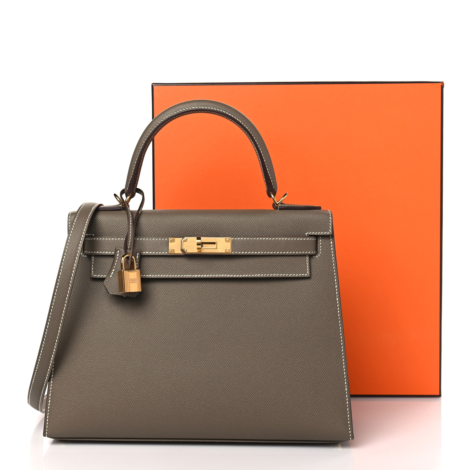 NMEpsom Kelly Sellier 28 Etoupe (Golden Lock)