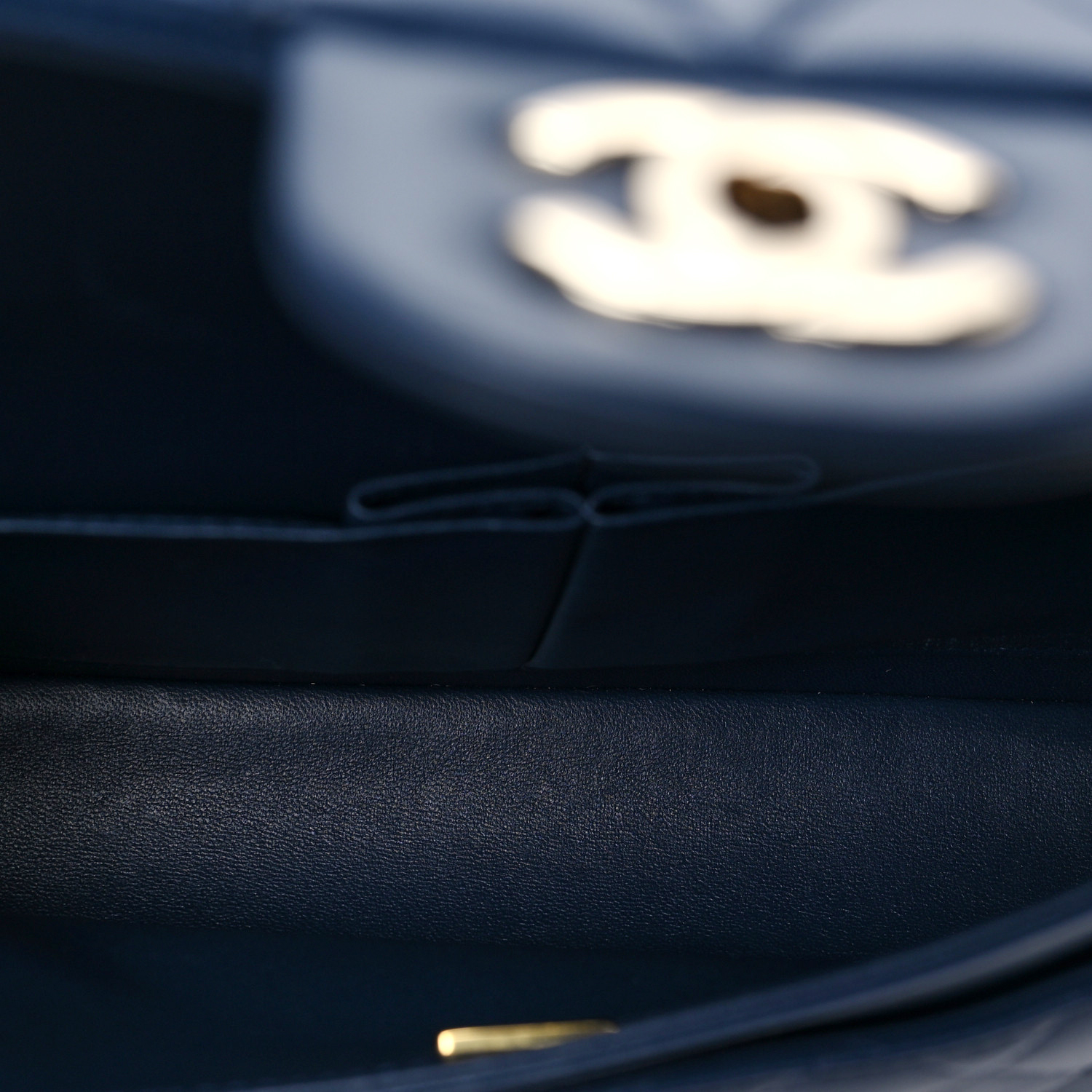 NMLambskin Quilted Small Double Flap Dark Blue