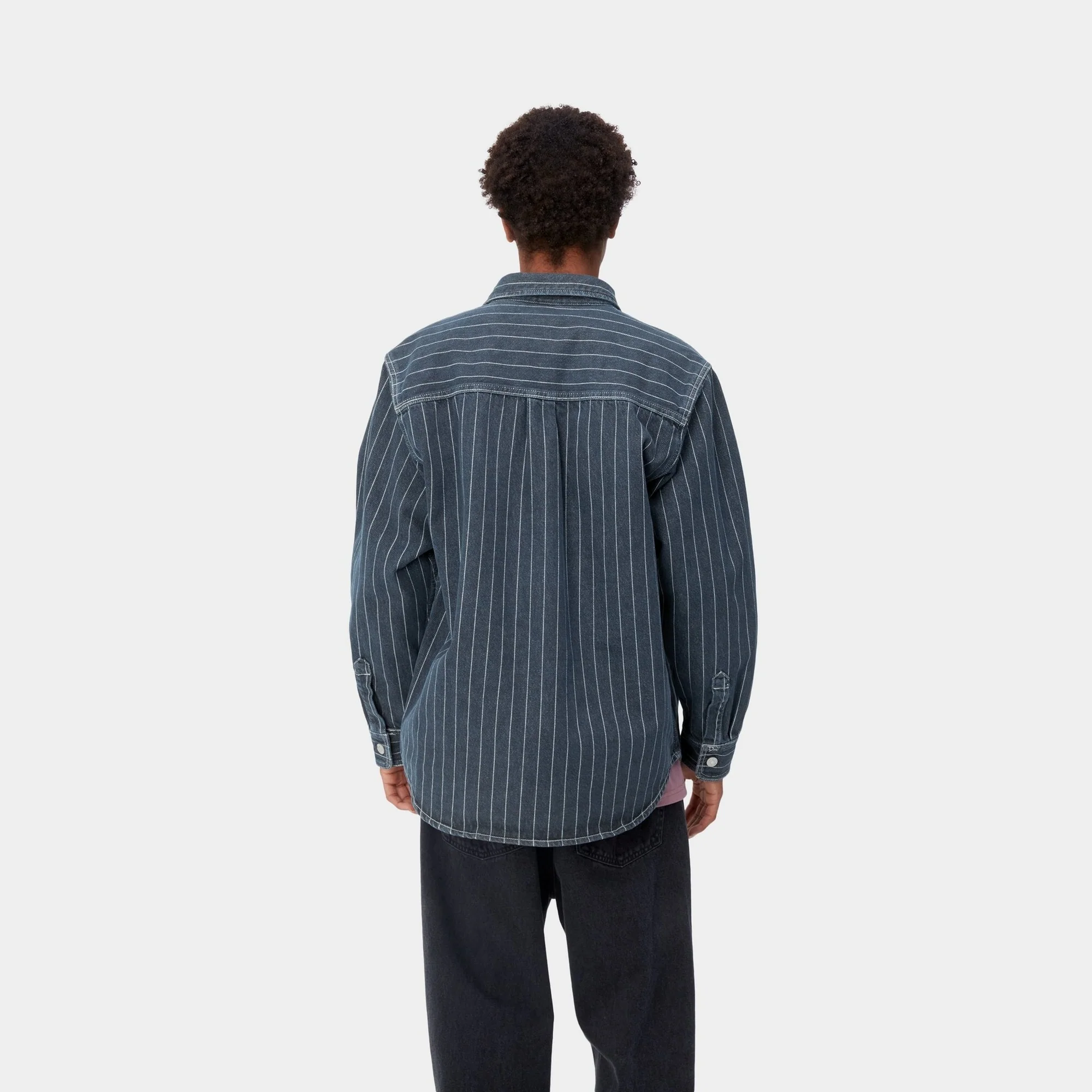 NMOrlean Stripe Shirt Jacket | Blue / White (stone washed)
