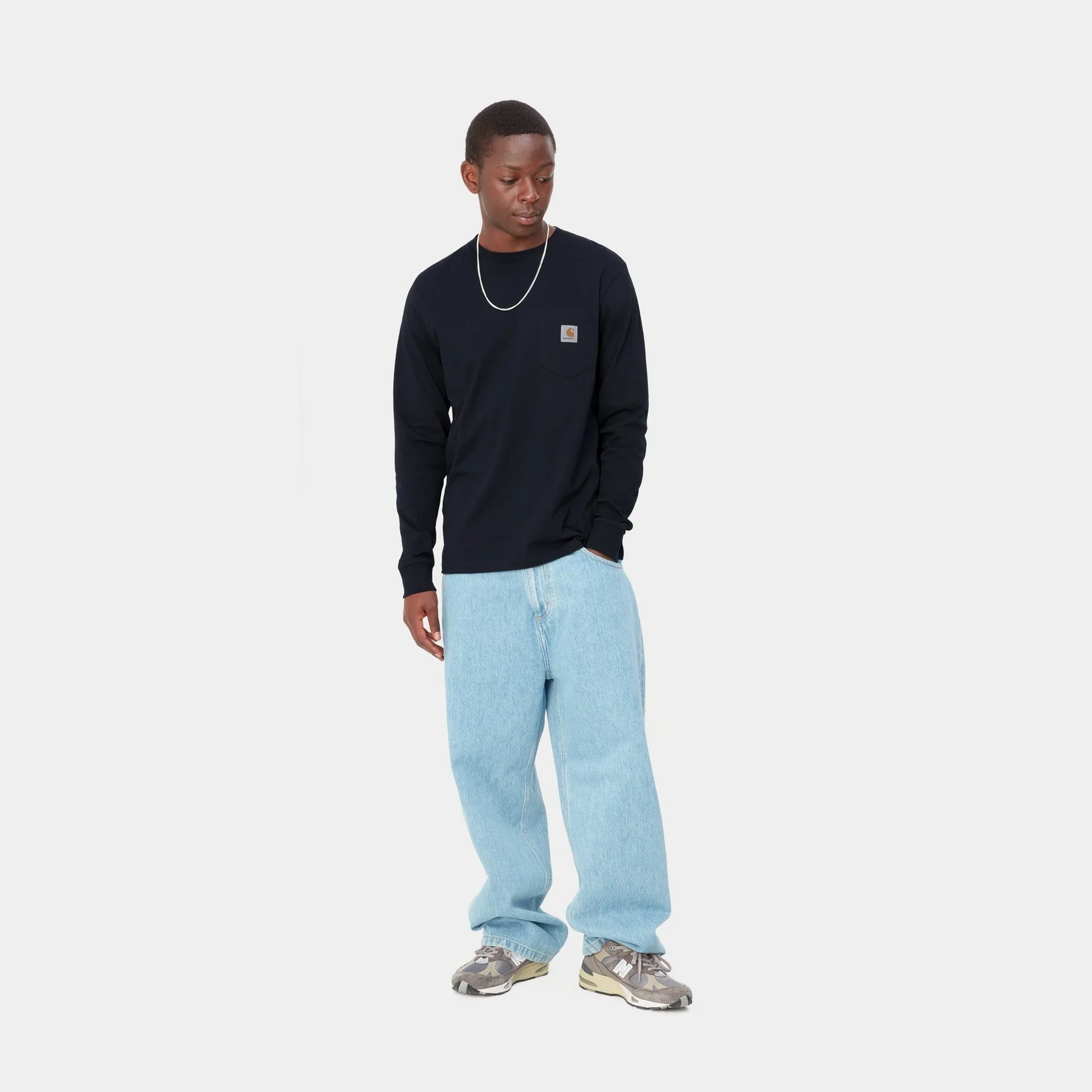 NMLong Sleeve Pocket T-Shirt | Dark Navy