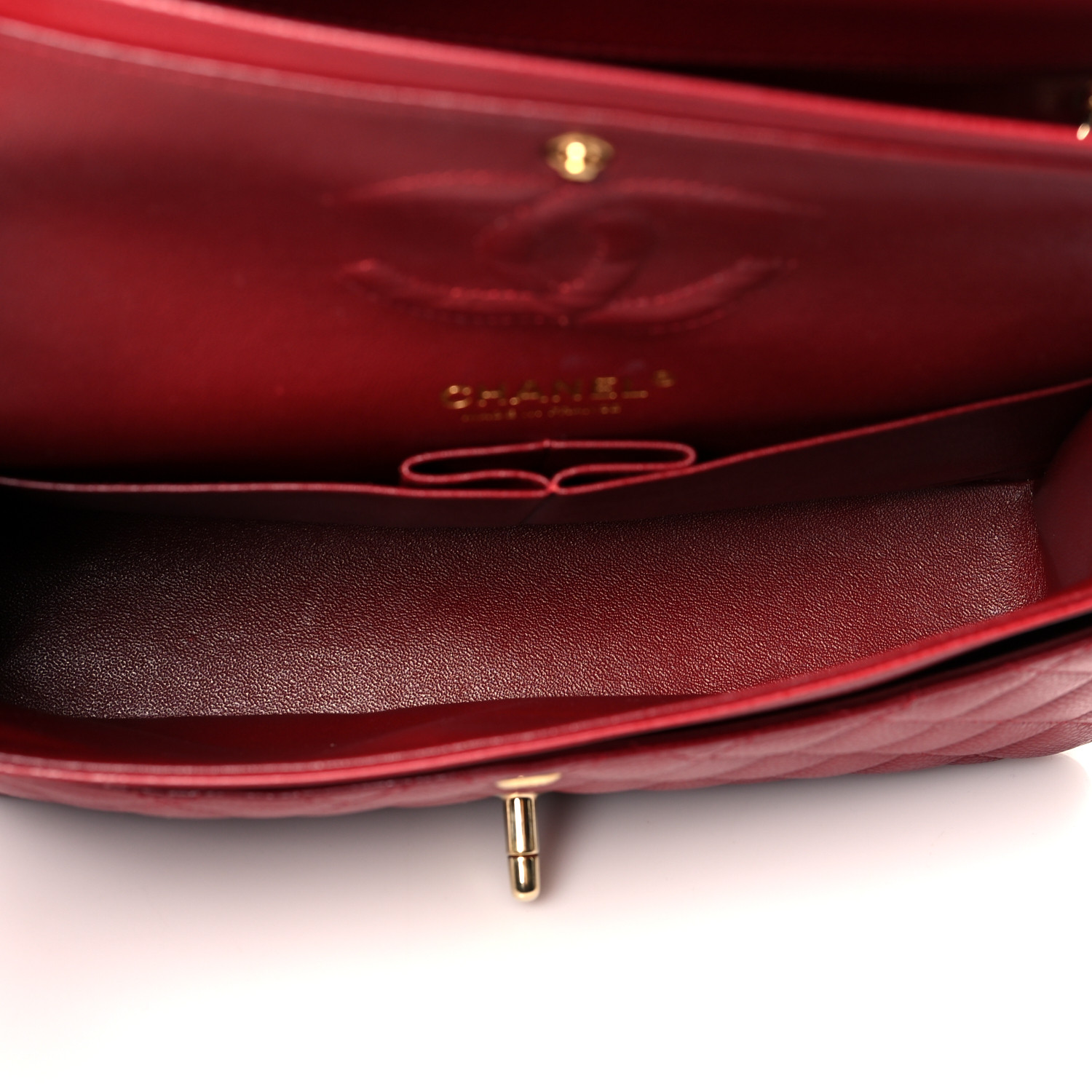 NMCaviar Quilted Medium Double Flap Red