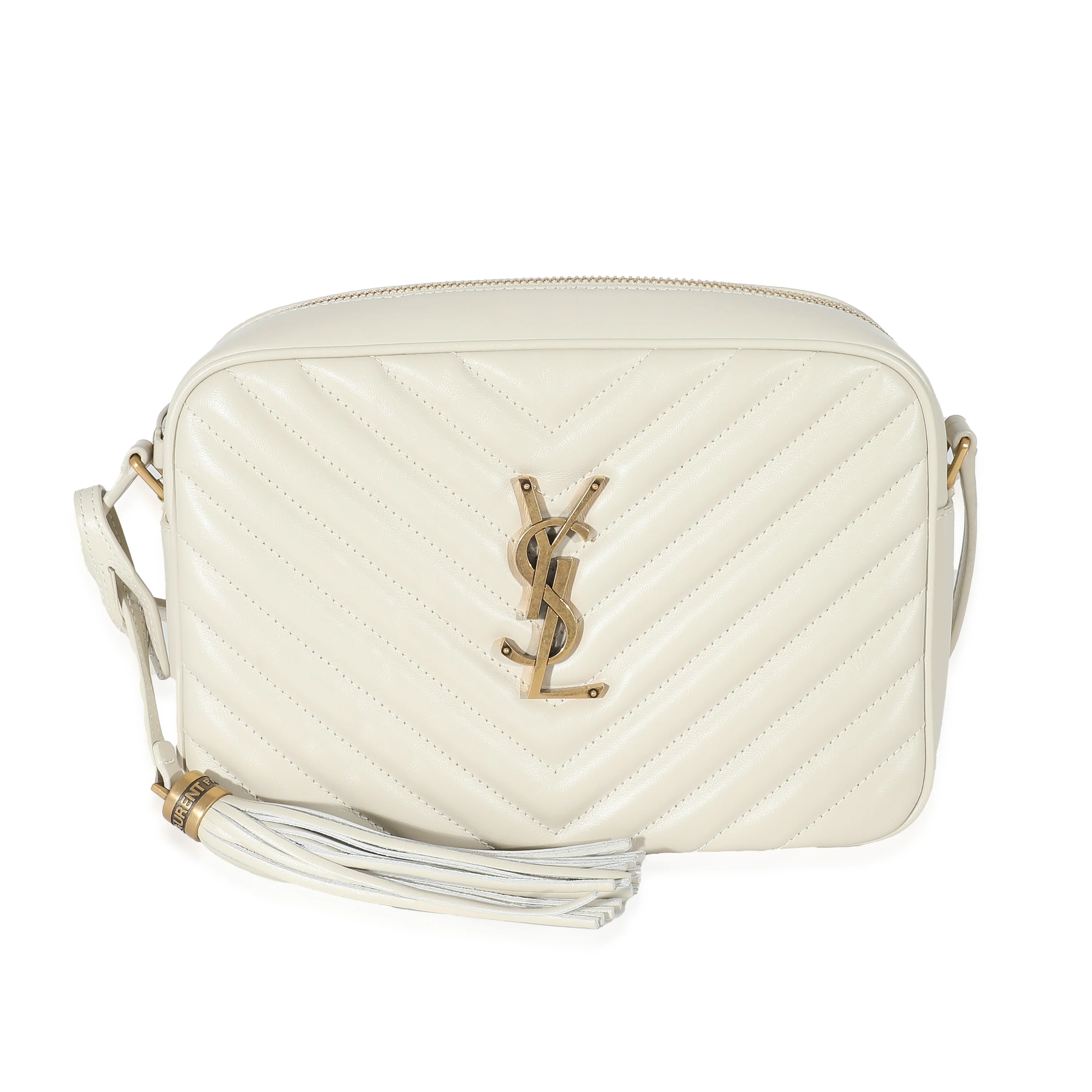 NMSaint Laurent Crema Soft Chevron Quilted Leather Lou Camera Bag