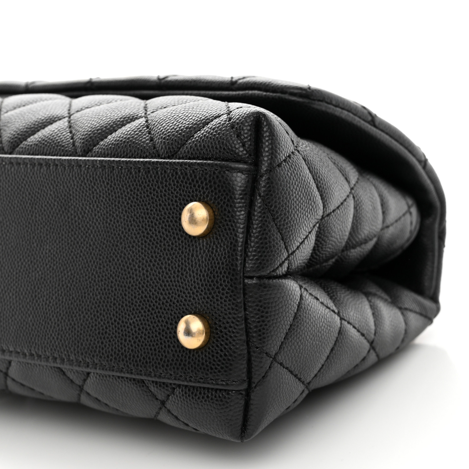 NMCaviar Lizard Embossed Quilted Mini Coco Handle Flap Black