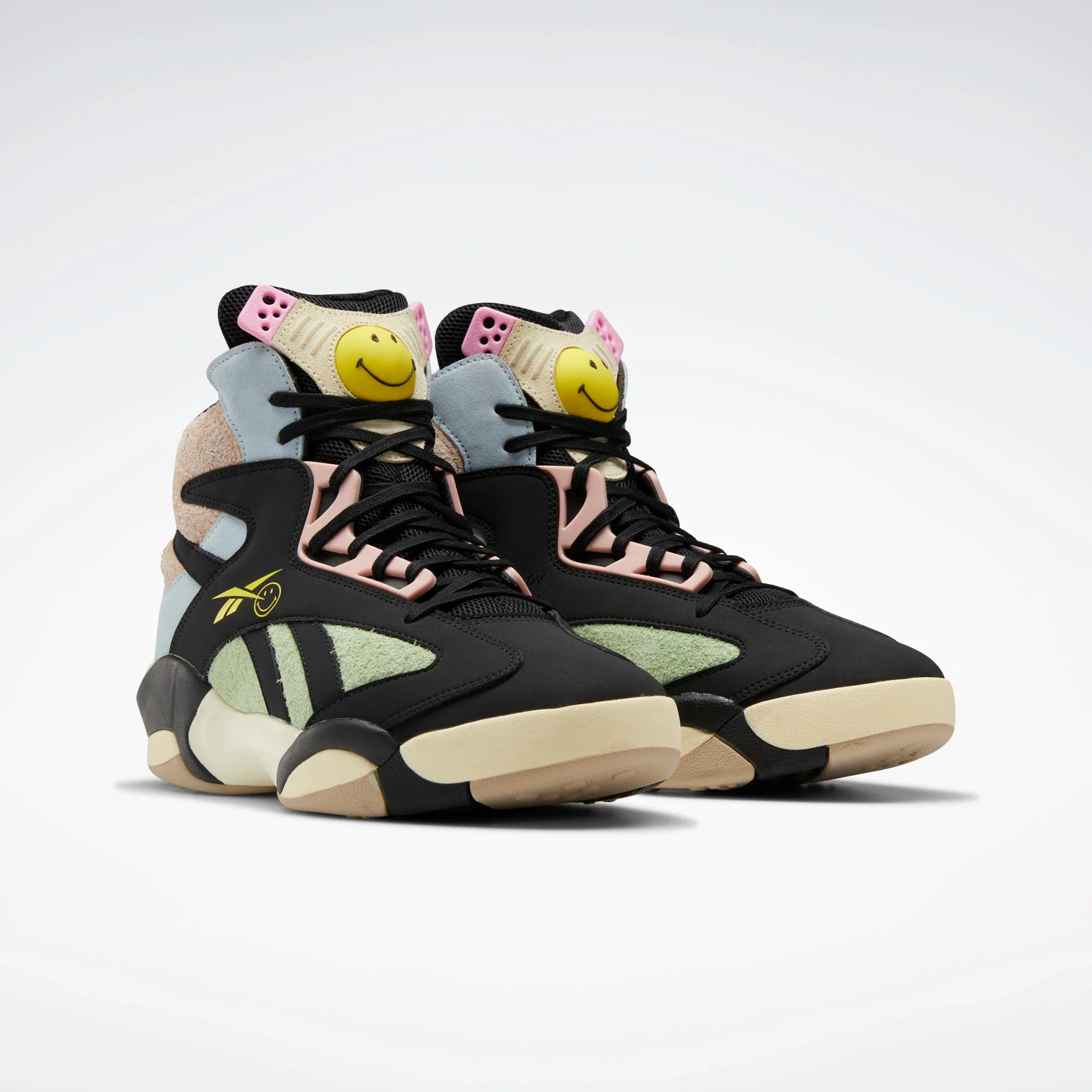 NMReebok Men's Smiley Shaq Attaq Shoes - Core Black / Dreamy Blue / Stinger Yellow