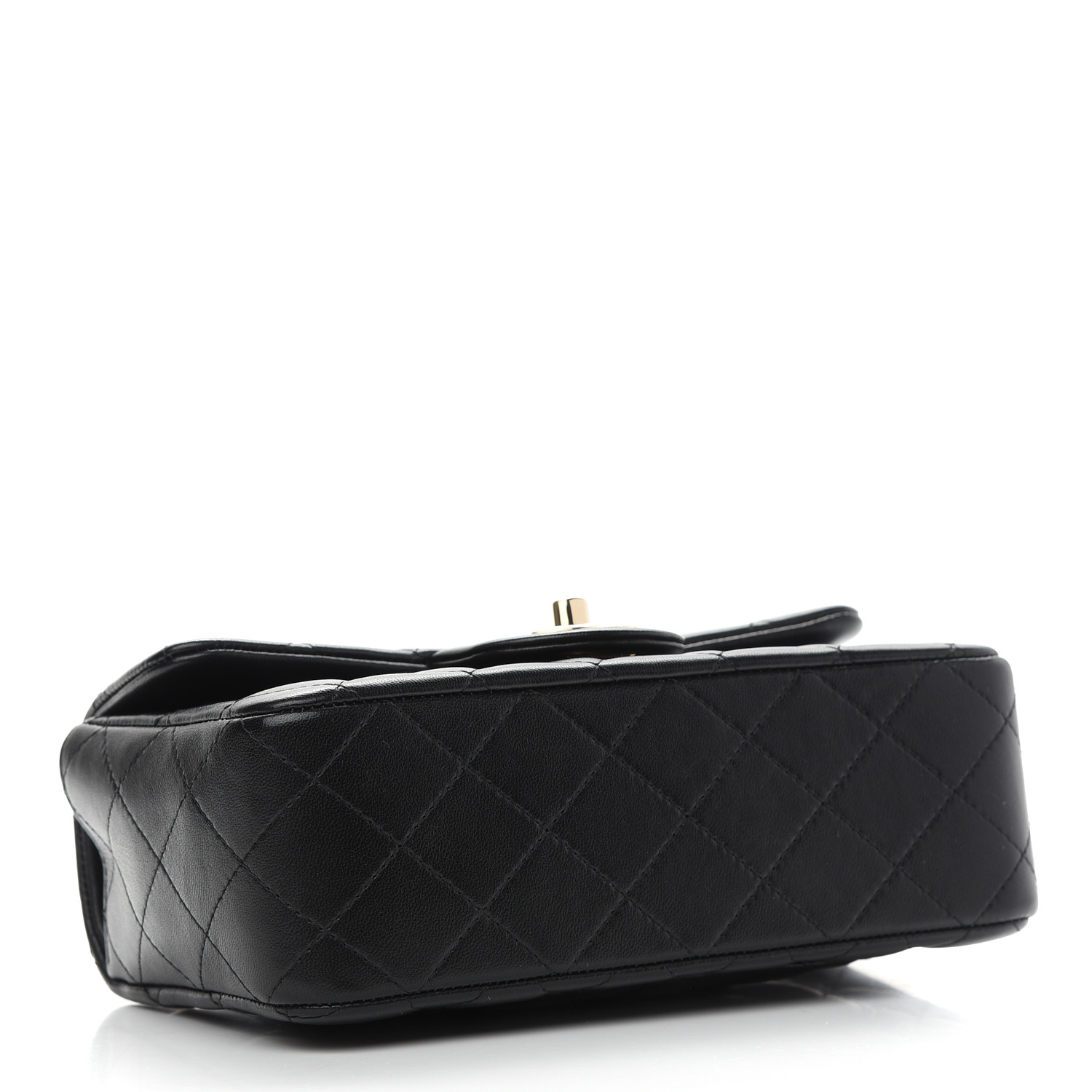 NMLambskin Quilted Mini Top Handle Rectangular Flap Black