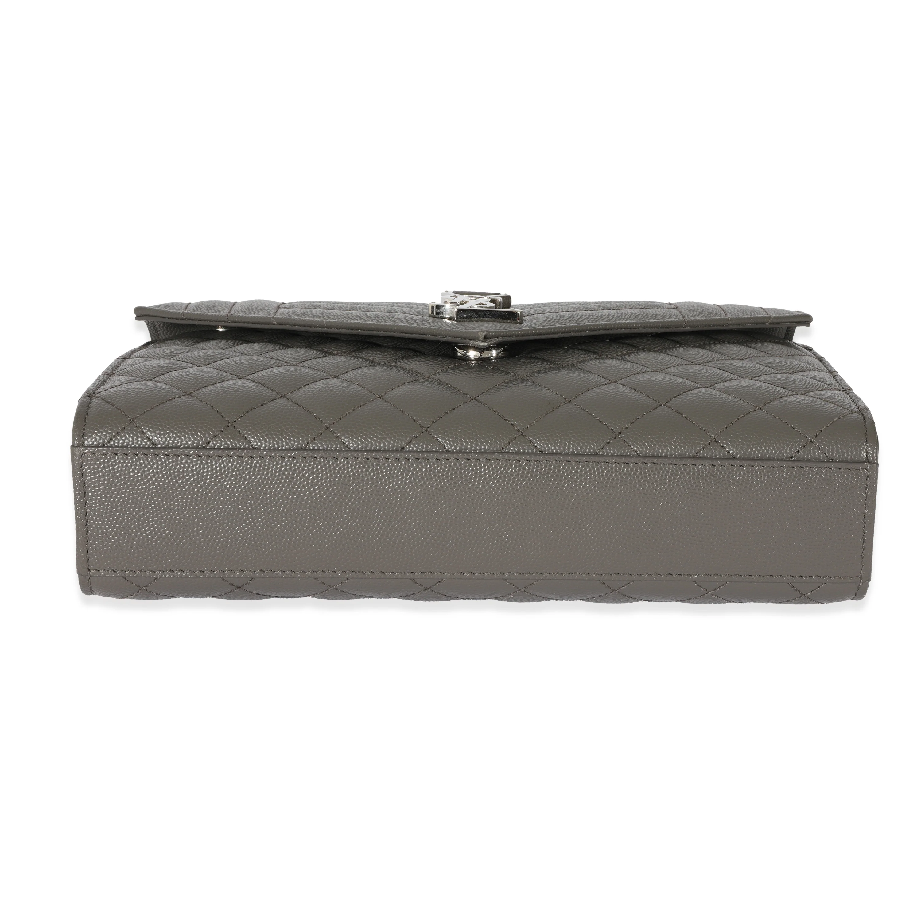 NMSaint Laurent Grey Grain De Poudre Medium Envelope In Mix Flap Bag