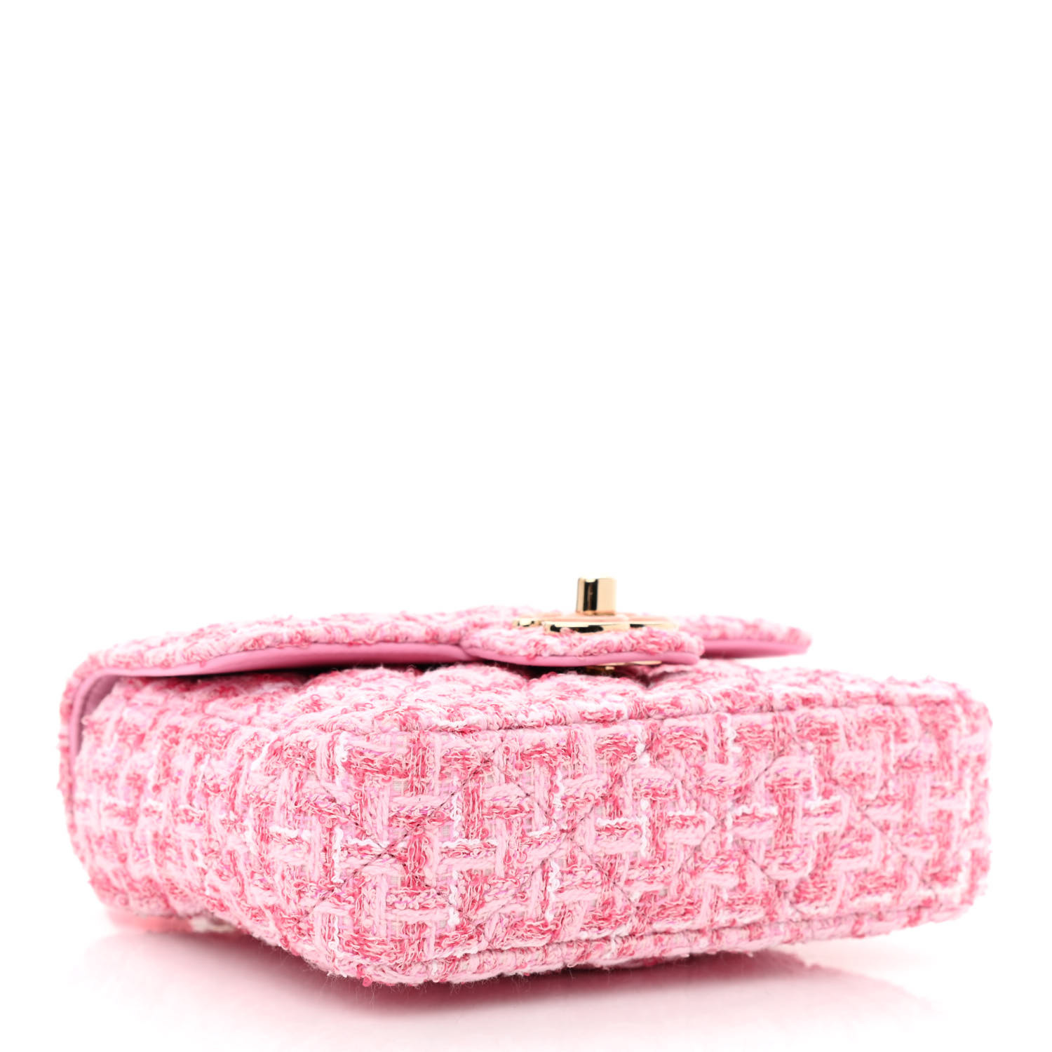 NMTweed Resin Quilted Mini Heart Square Flap Pink White