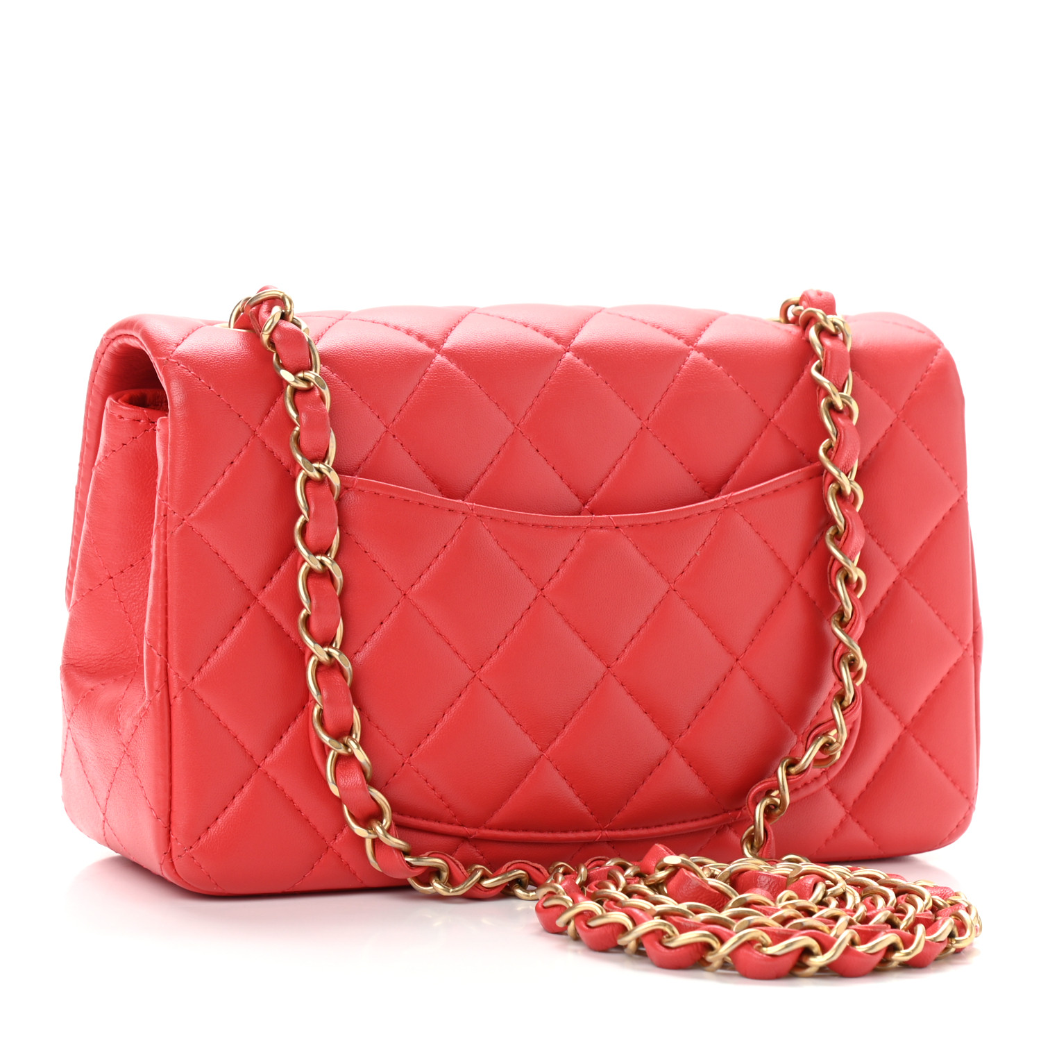 NMLambskin Quilted Mini Rectangular Flap Red