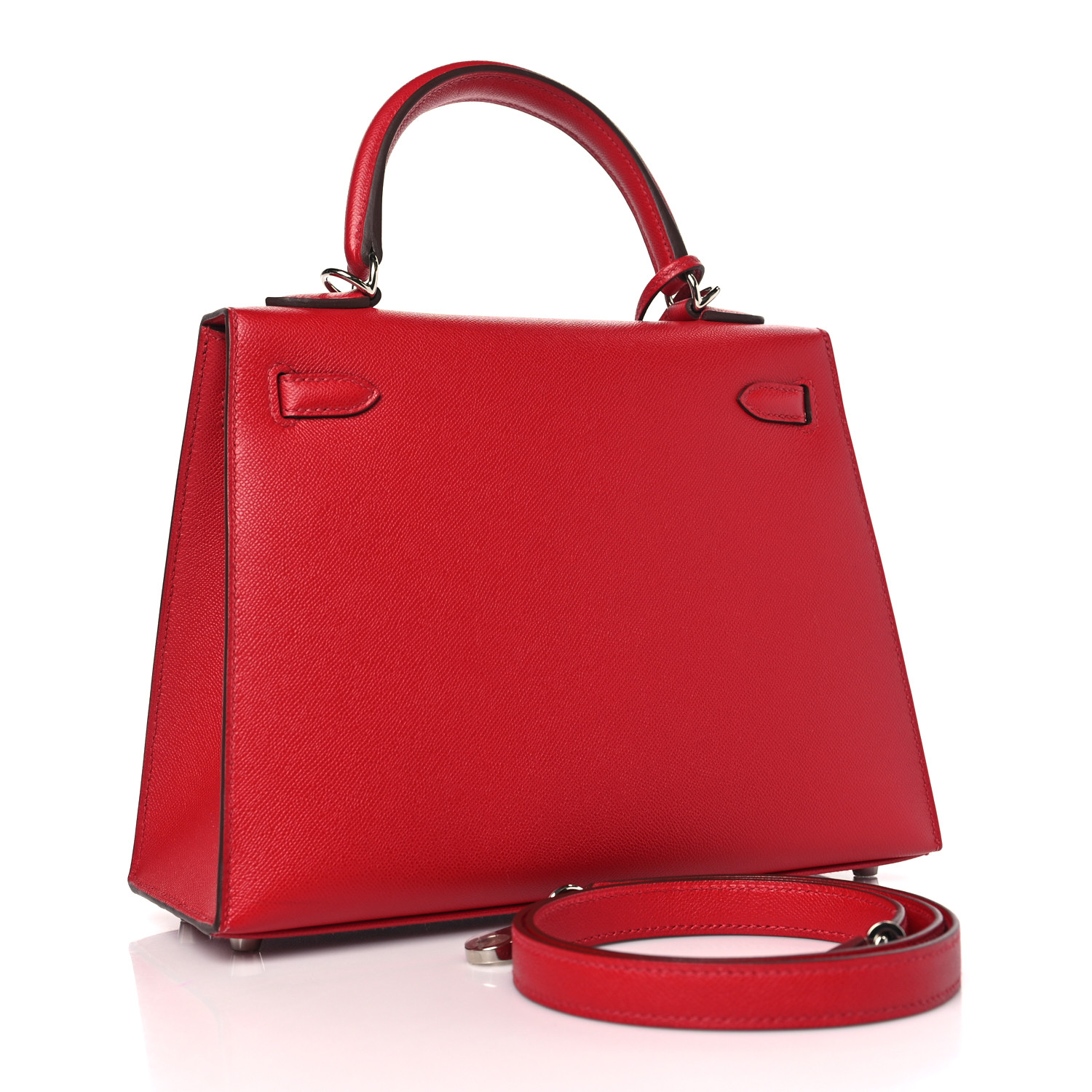 NMMadame Calfskin Verso Kelly Sellier 25 Rouge Piment Rose Shocking