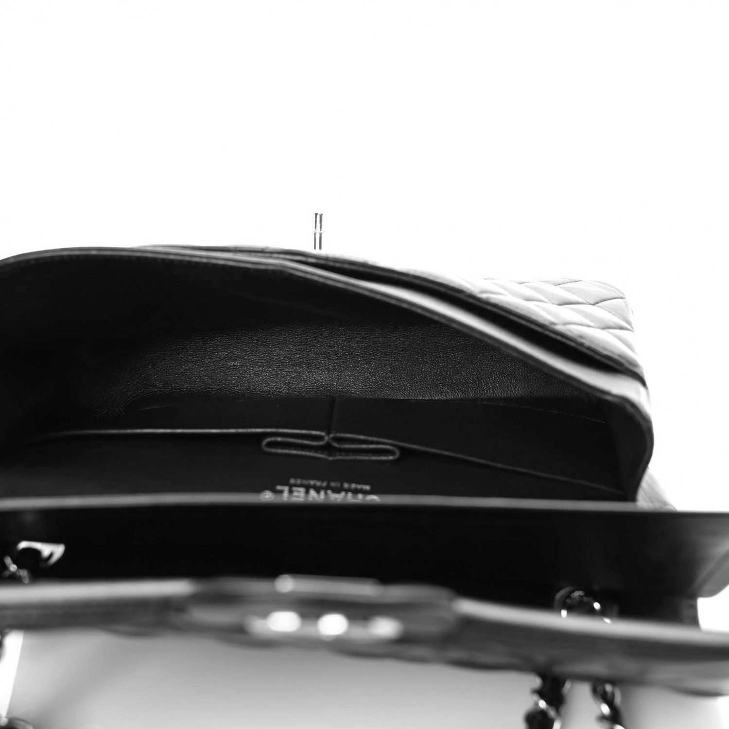 NMLambskin Quilted Medium Double Flap Black