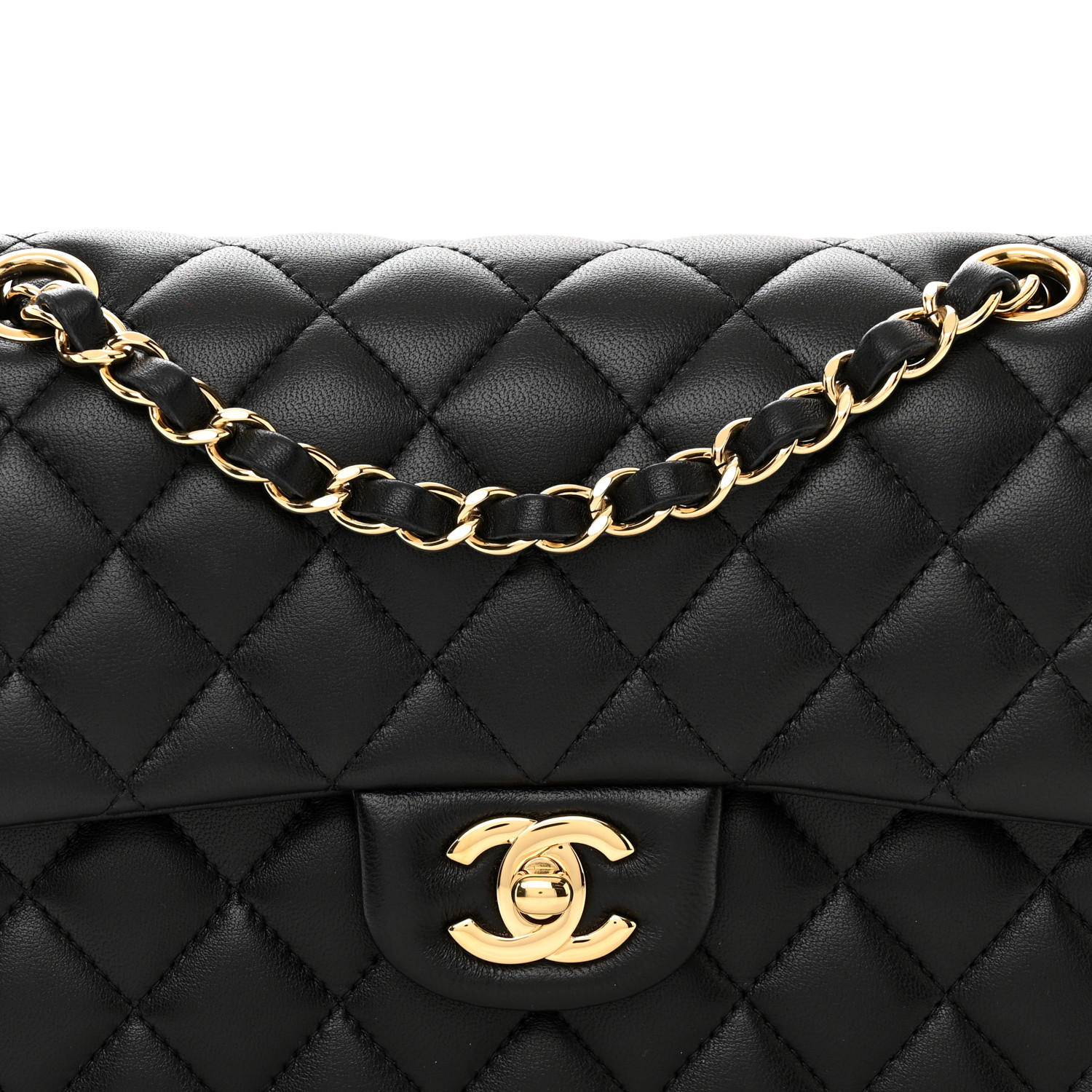 NMLambskin Quilted Small Double Flap Black