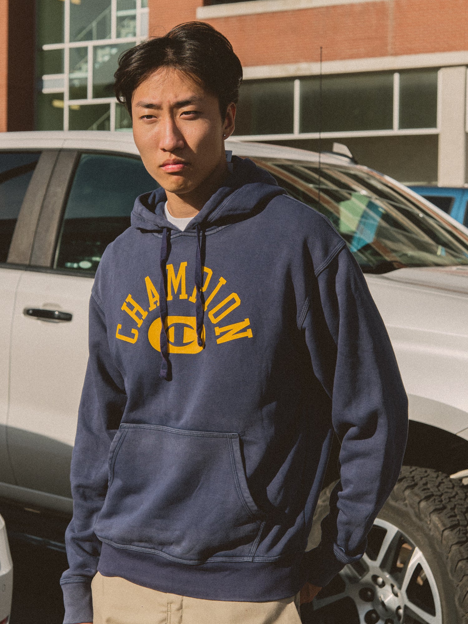 NMCHAMPION VINTAGE WASH VARSITY HOODIE