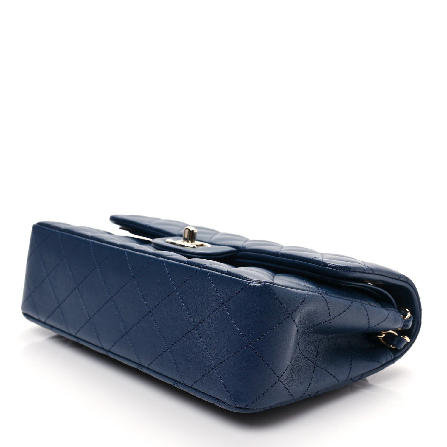 NMLambskin Quilted Small Double Flap Dark Blue