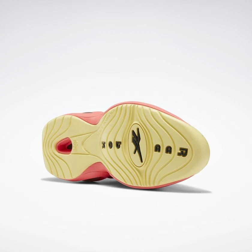 NMReebok Men's Hot Ones Question Mid Shoes - Neon Cherry Orange / Black / Yellow