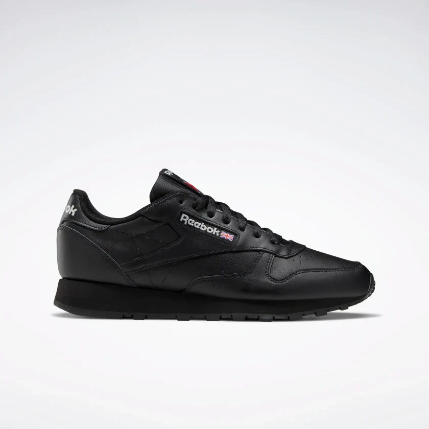 NMReebok Men's Classic Leather Shoes - Core Black / Pure Grey 5
