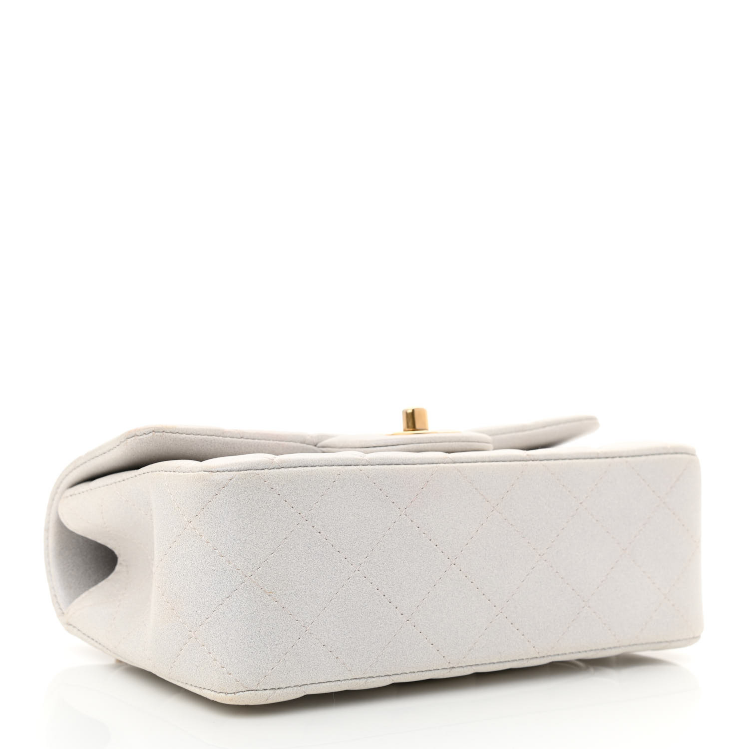 NMIridescent Caviar Quilted Mini Top Handle Rectangular Flap White