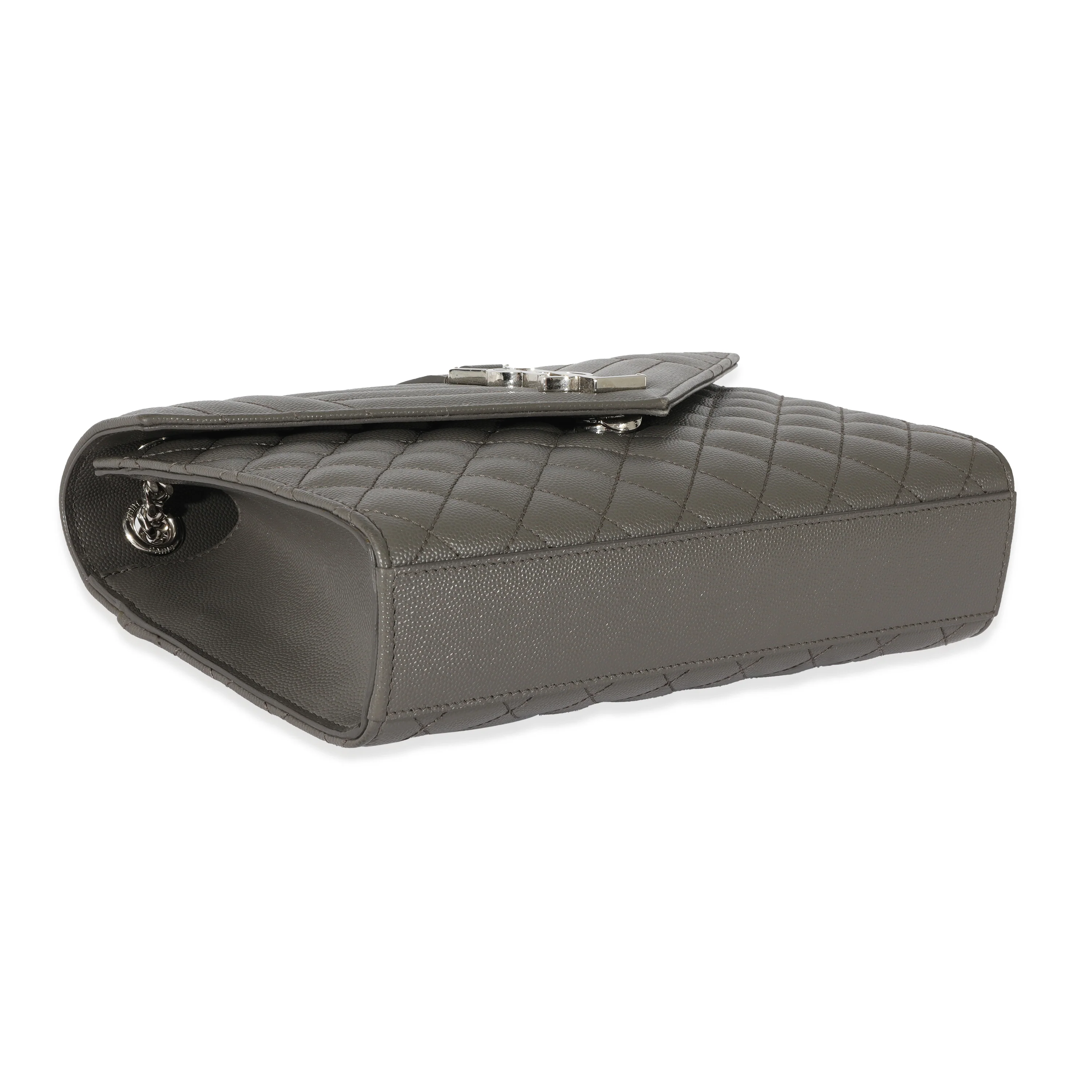 NMSaint Laurent Grey Grain De Poudre Medium Envelope In Mix Flap Bag