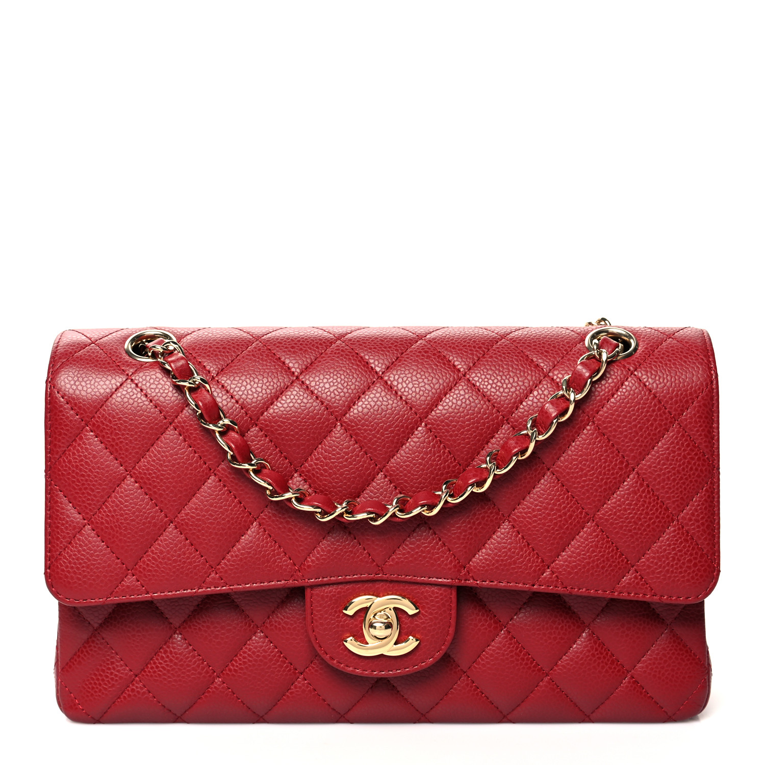 NMCaviar Quilted Medium Double Flap Red