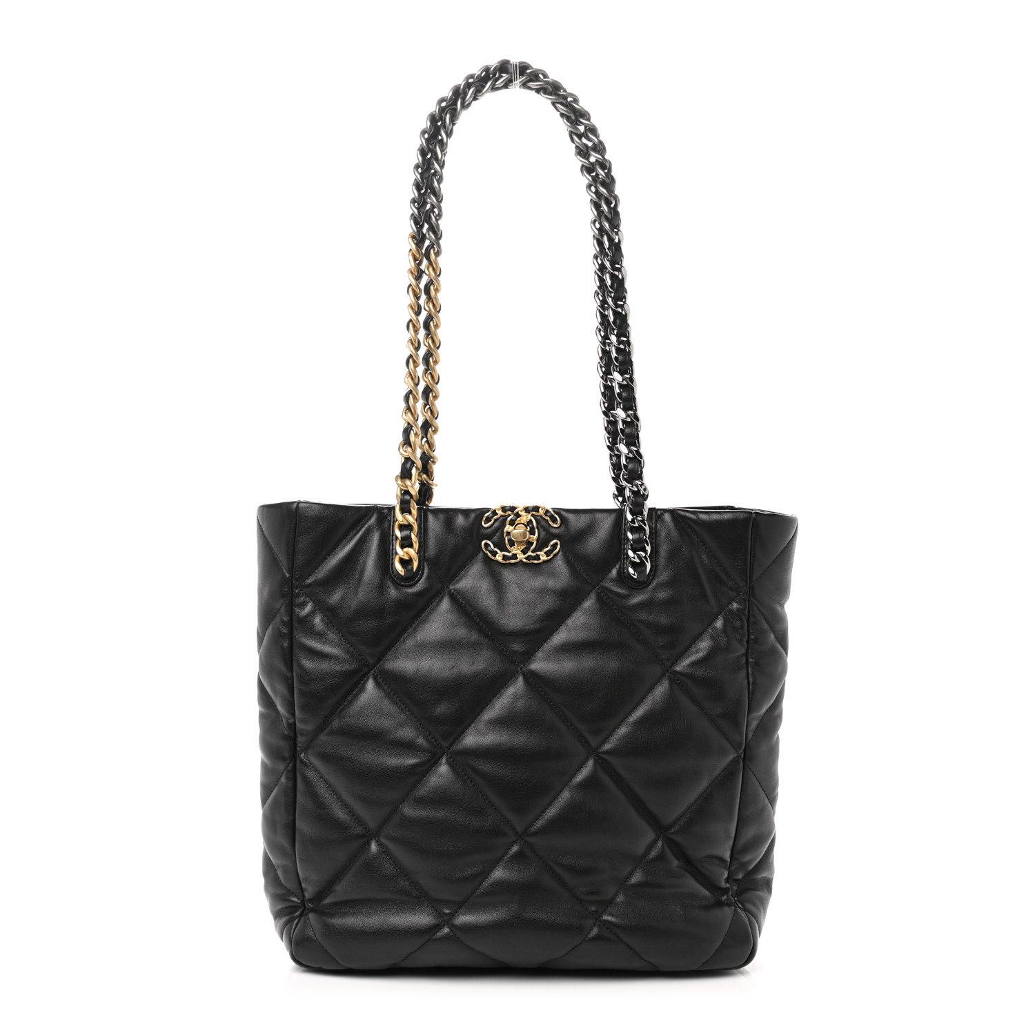 NMLambskin Quilted Chanel 19 Shopping Bag Black