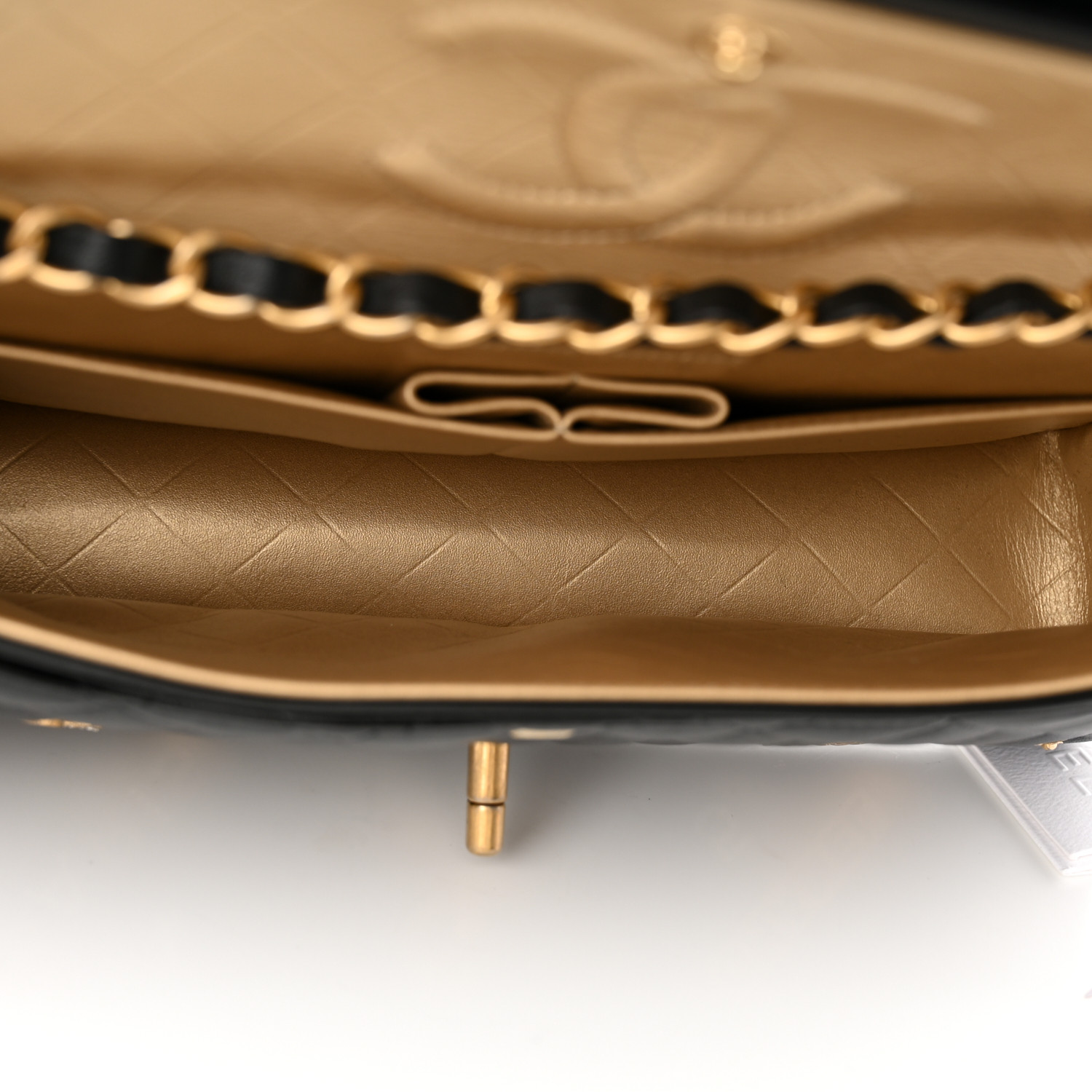 NMLambskin Quilted Medium Rue Cambon Charms Double Flap Black