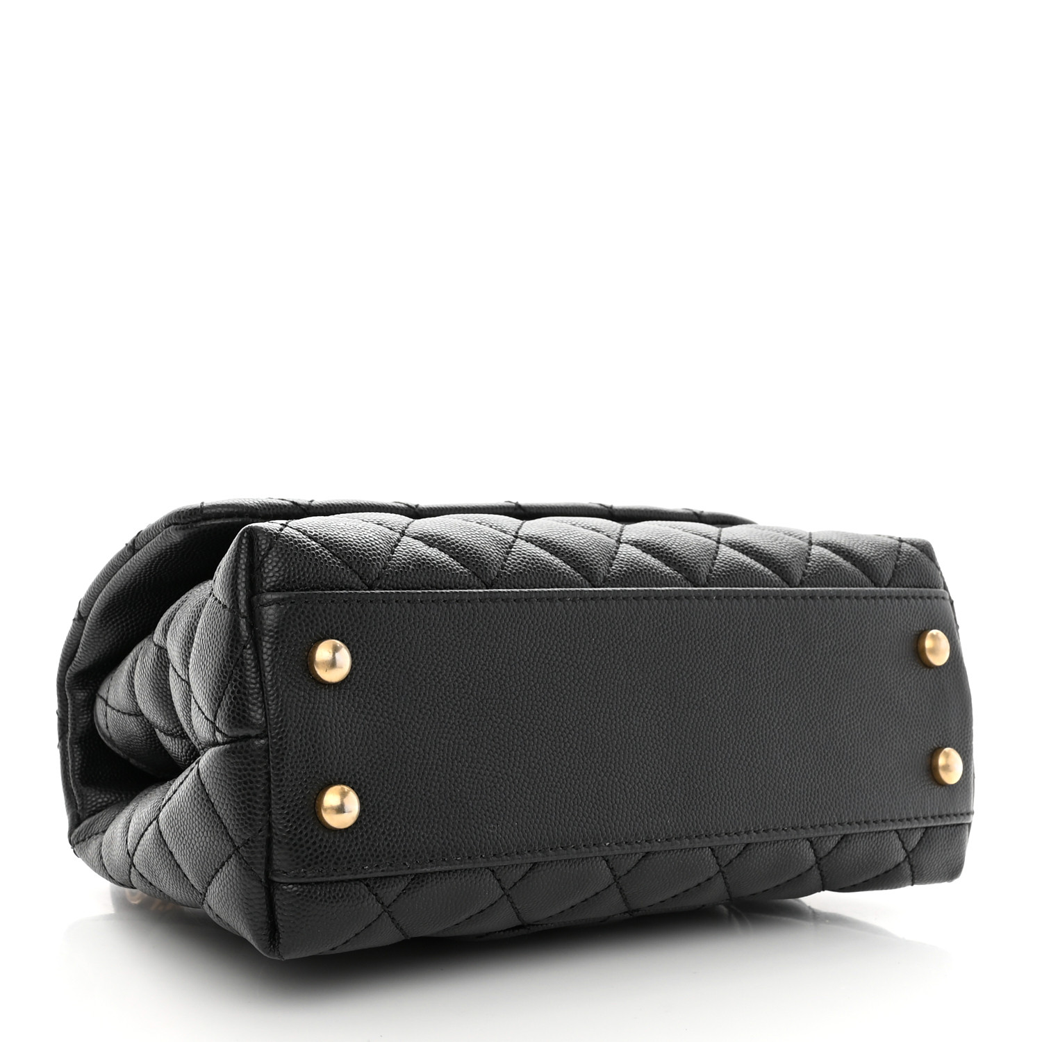 NMCaviar Lizard Embossed Quilted Mini Coco Handle Flap Black