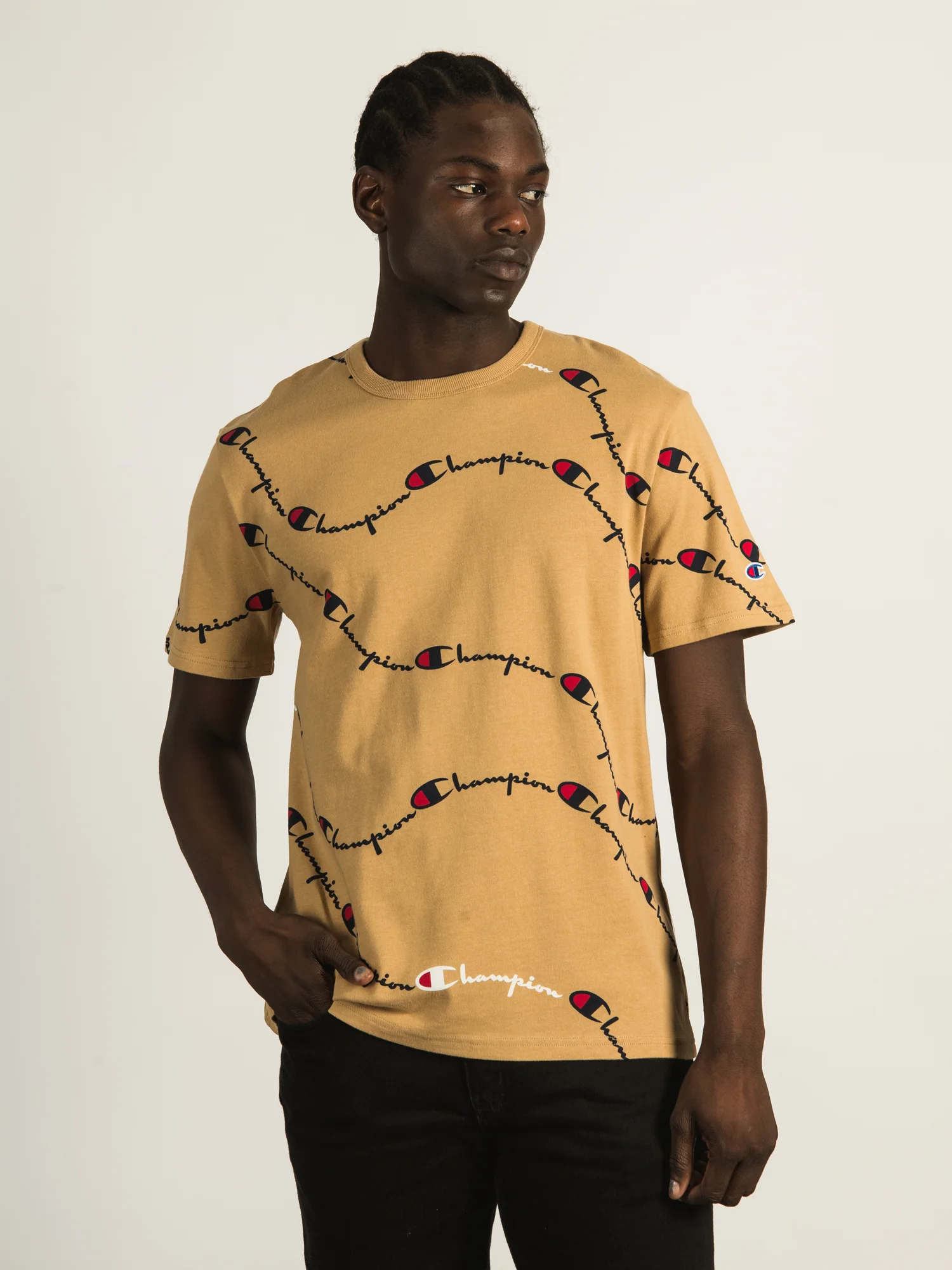 NMCHAMPION REVERSE WEAVE ALL OVER PRINT HERITAGE T-SHIRT