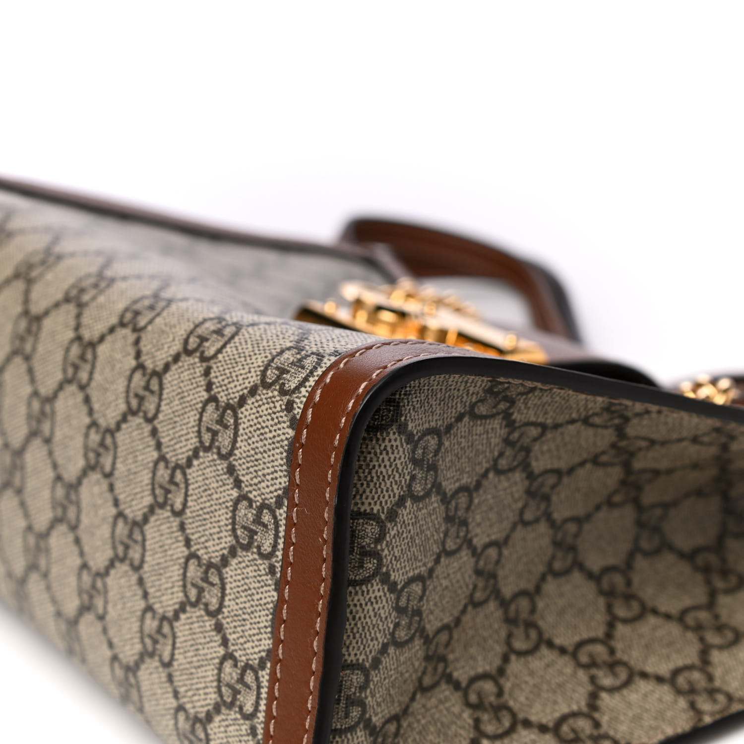 NMGG Supreme Monogram Calfskin Small Padlock Tote Beige Ebony Tuscany