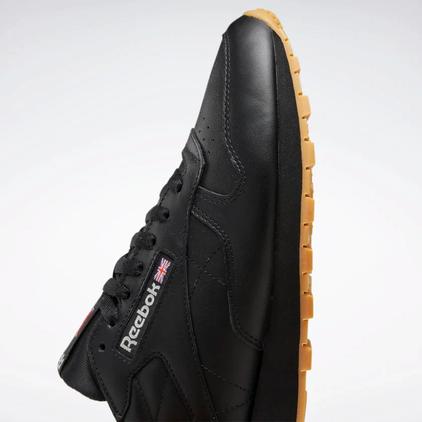 NMReebok Men's Classic Leather Shoes - Core Black / Pure Grey / Rubber Gum
