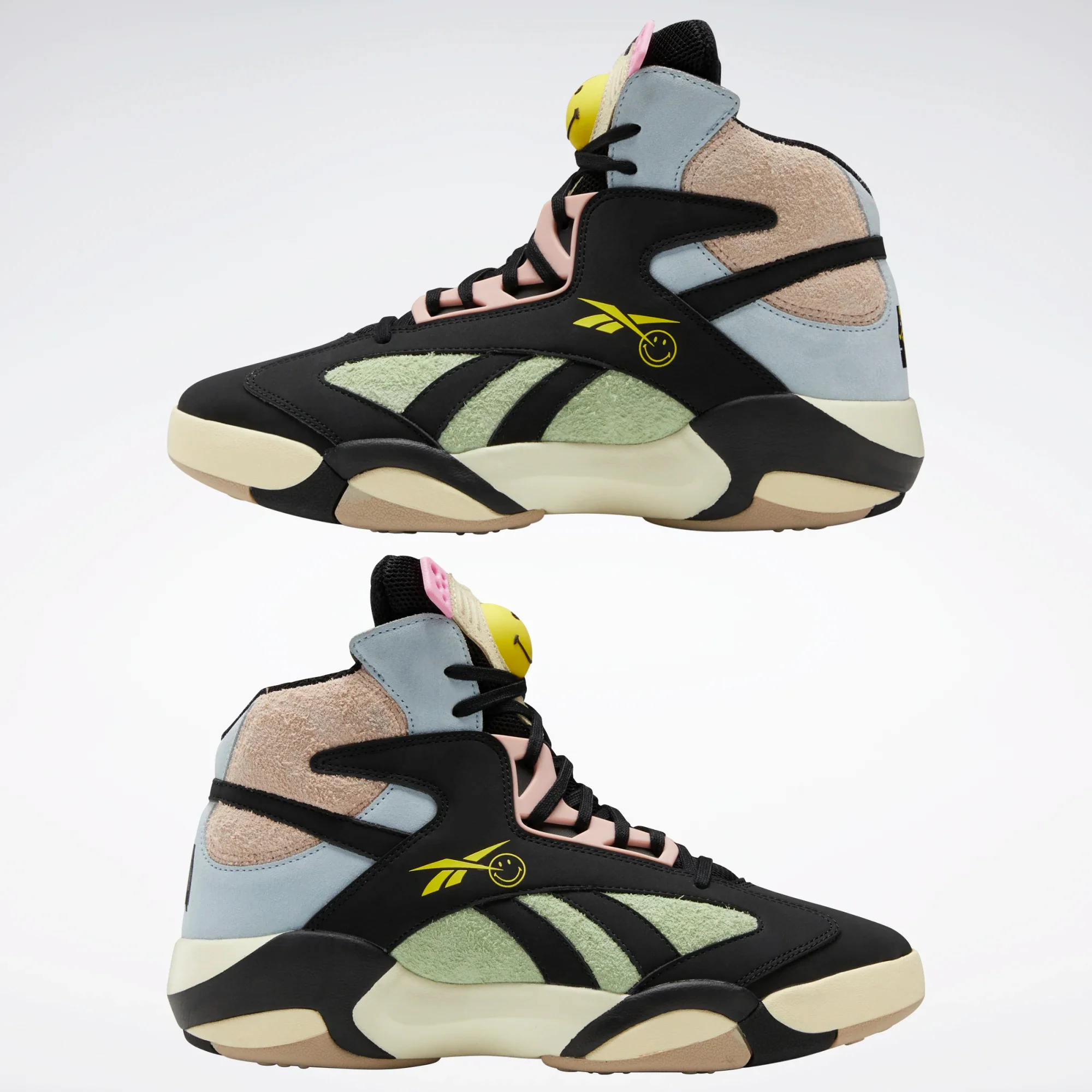 NMReebok Men's Smiley Shaq Attaq Shoes - Core Black / Dreamy Blue / Stinger Yellow